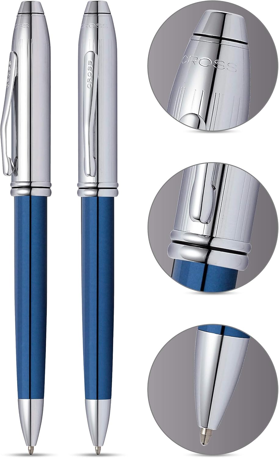 Cross Townsend Limited Edition Ballpoint Pen - Blue Chrome