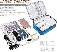 Vista 4 de Bolsa electrónica de accesorios para cables de viaje, bolsa impermeable de doble capa, organizador de electrónica portátil para cable, cable, cable