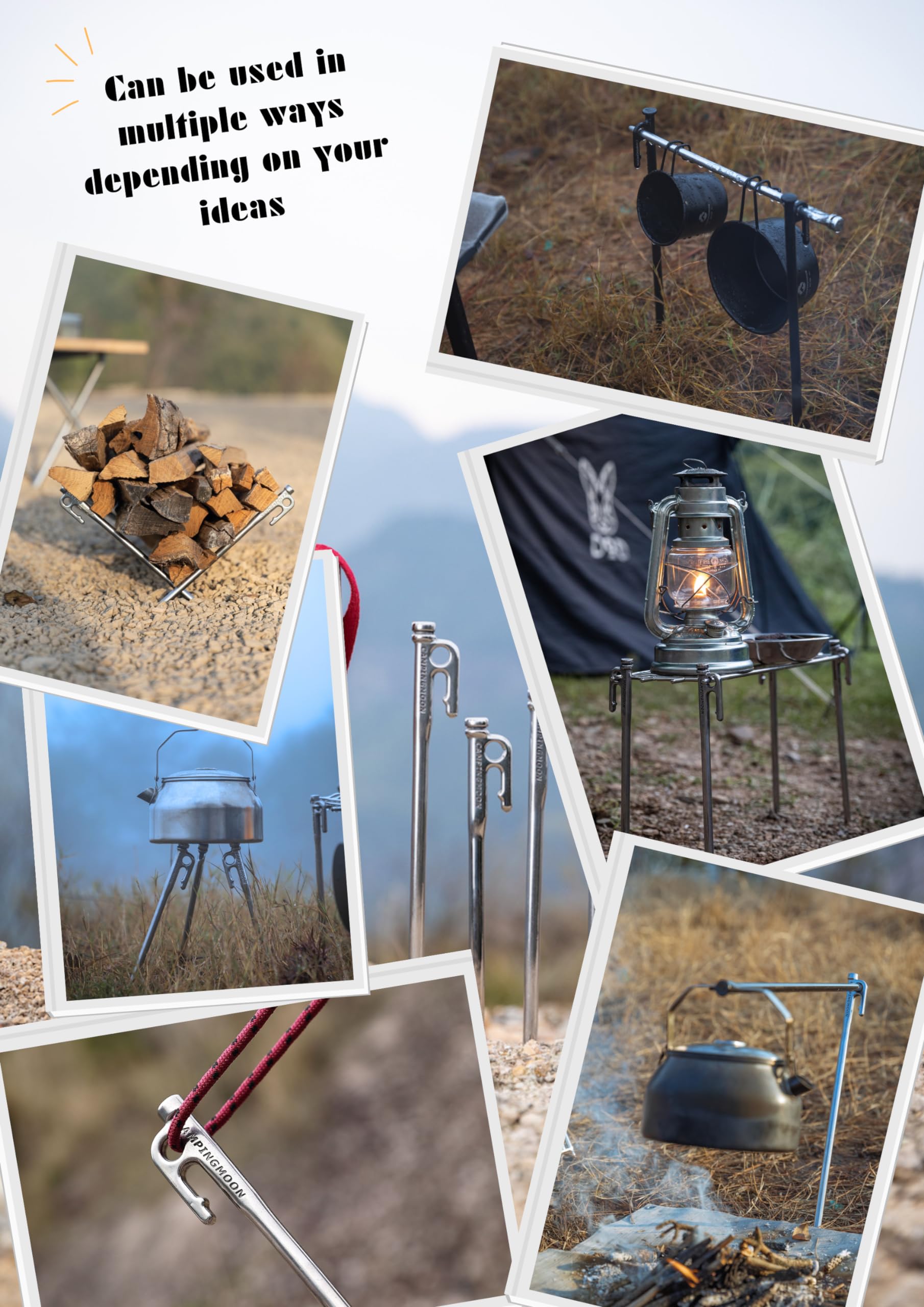 Campingmoon R-26-8P Lot de 8 piquets de tente en acier inoxydable martensitique forgé 420J2 25,9 cm