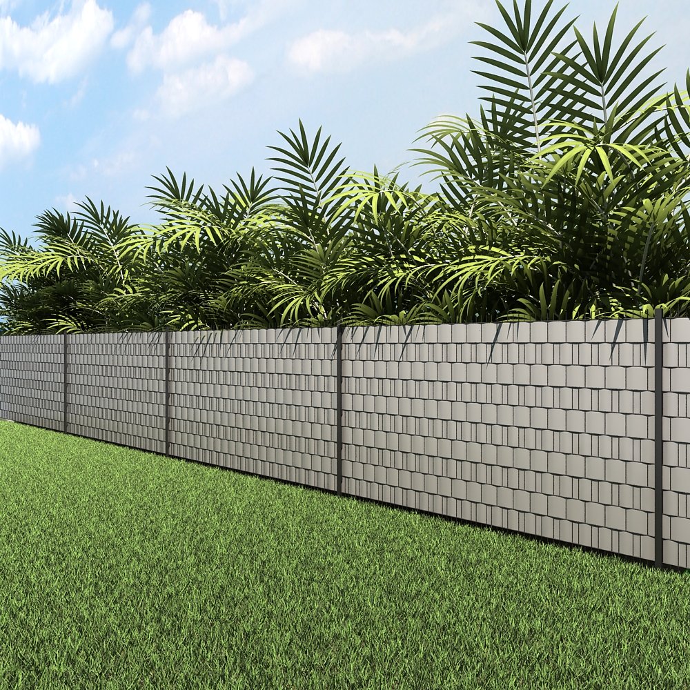 SONGMICS Strisce Privacy in PVC, Pellicola per Recinzione 40 m x 19 cm, Spessa e Opaca, con 25 Clip di Fissaggio, Grigio Chiaro GPJ040Q