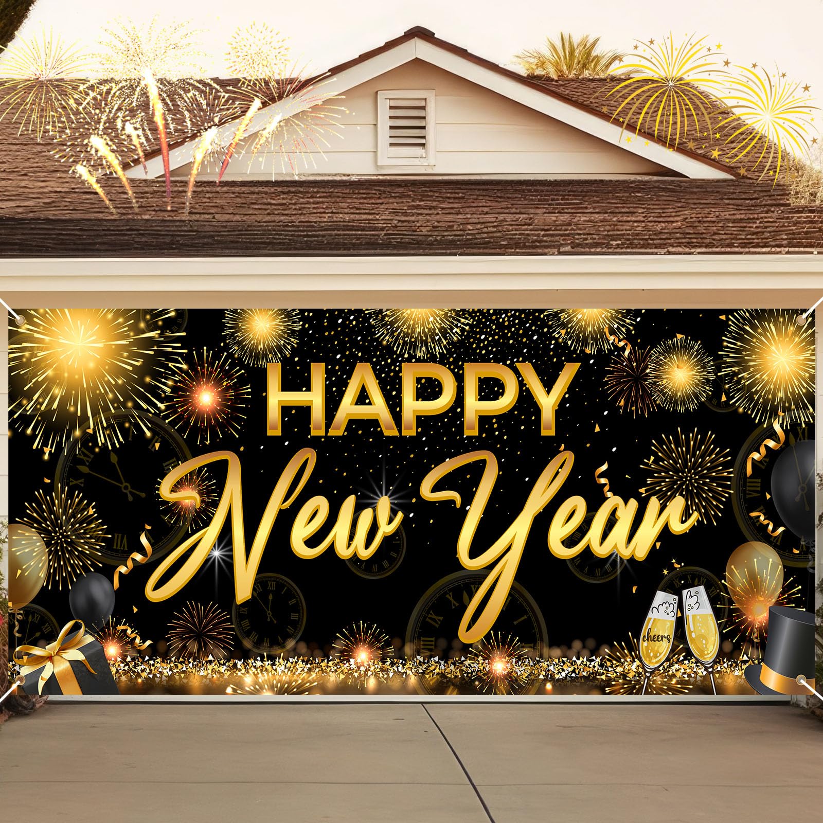 Amazon.com: FuWeave 2026 Happy New Year Double Garage Door ...