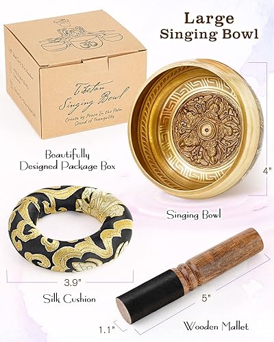 Miniatura 5 de Cuencos Tibetanos Cantores, Cuencos de Sonido Auténticos para Meditación Hechos a Mano en Nepal para Yoga, Sanación de Chakras, Atención Plena,