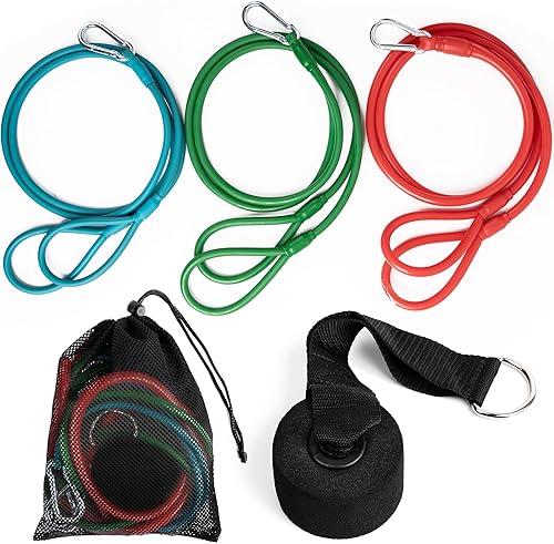 Miniatura 10 de Baseball Softball Resistance Training Bands, Arm Strength, Pitching and Conditioning Equipment for Kids Azul (10 libras/niños),Kit de 3 niveles