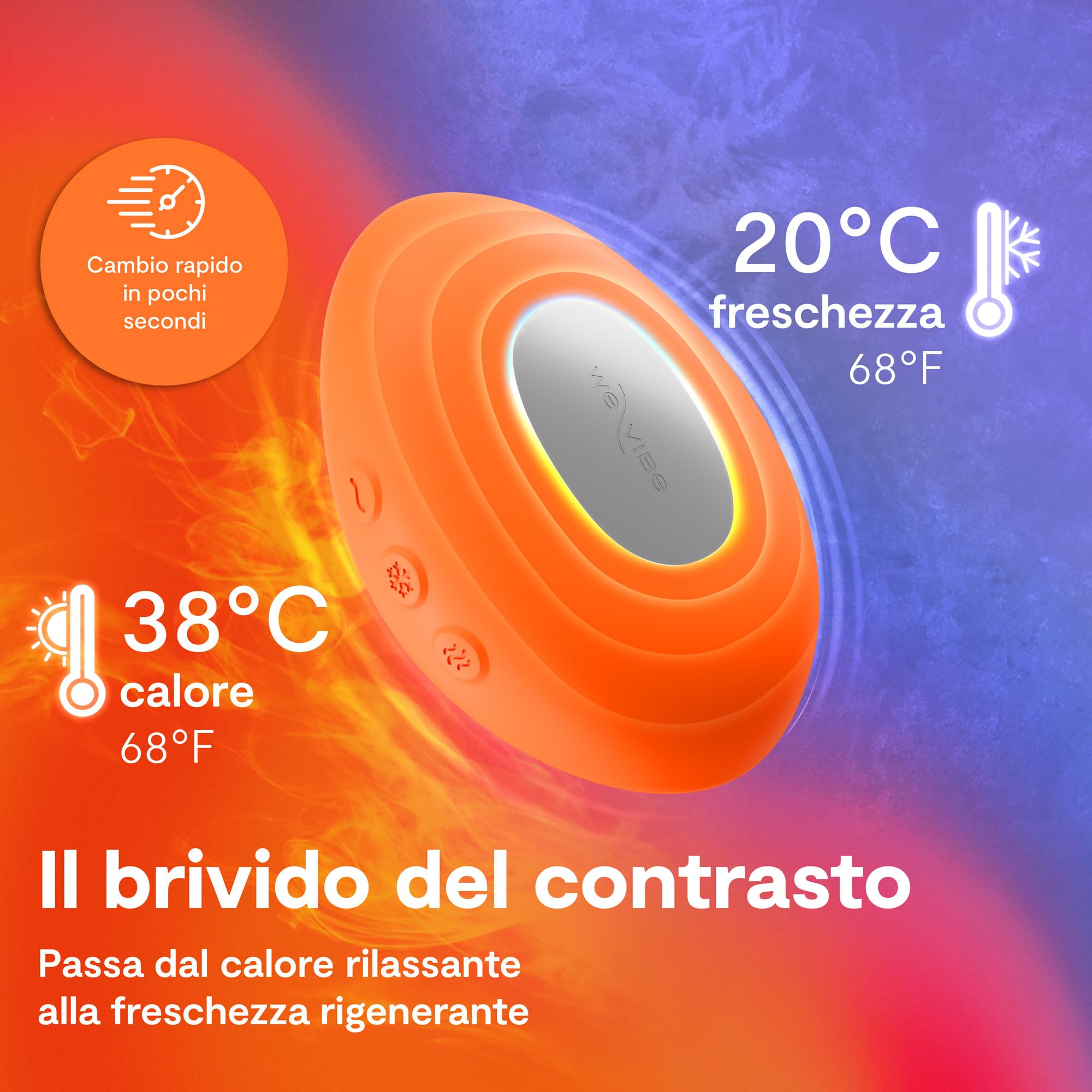 We-Vibe Temp Vibratore Esterno per Donna | Vibratore Clitorideo Riscaldante e Raffreddante| Sex Toy Gioco Caldo Freddo| Massaggiatore Personale Potente e Silenzioso | Impermeabile | Arancione