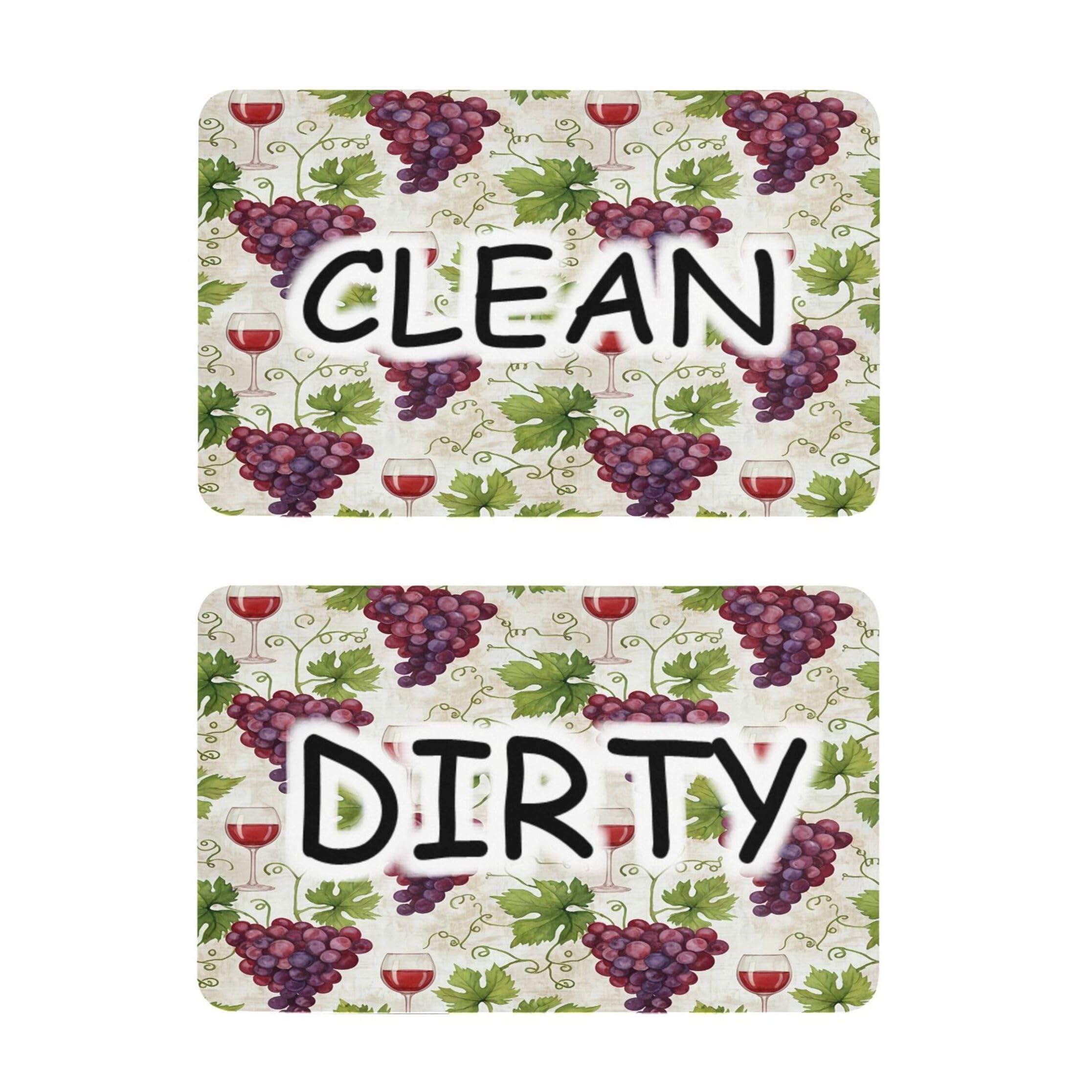 Kutsu Dishwasher Magnet Clean Dirty Sign Indicator, Grape Wine Fridge Magnet, Easy to Read, 2 Pack