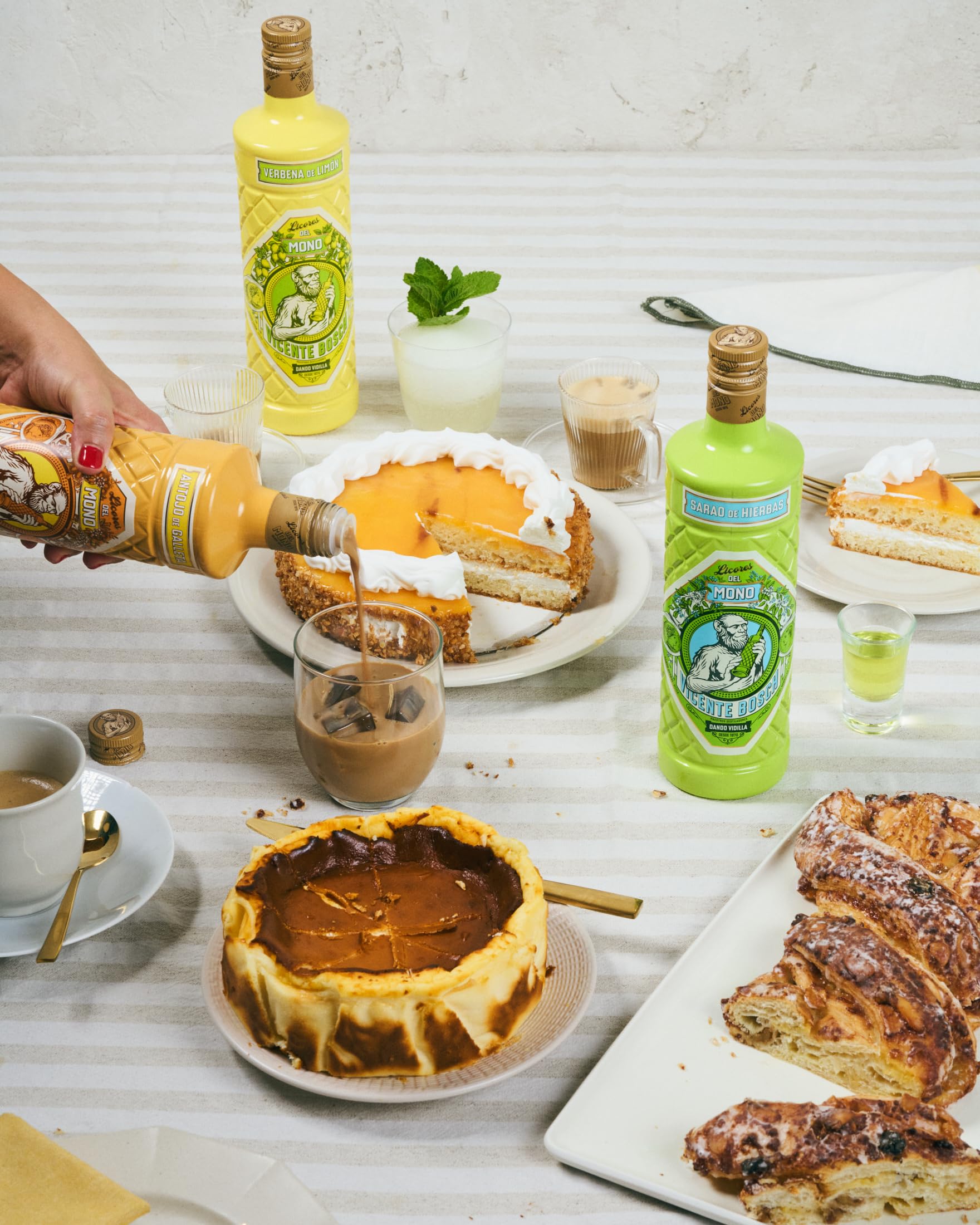 Licores del Mono Pack de 3 Sabores - Botellas de Galleta, Hierbas y Limón