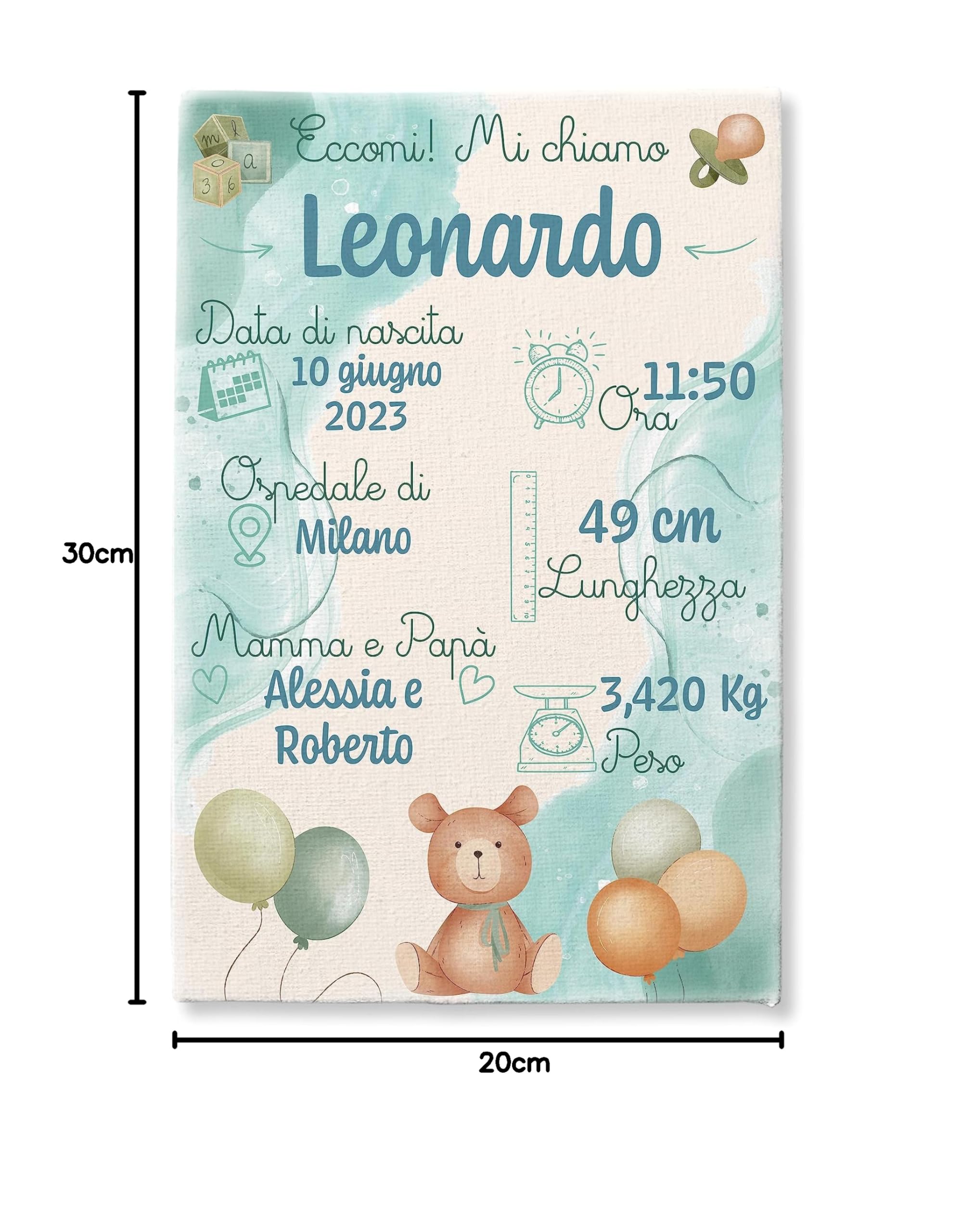 Generico Quadretto Nascita Bimbo e Bimba | Tela per Nascita Neonato | Regalo bambini in Tela | Regalo personalizzato