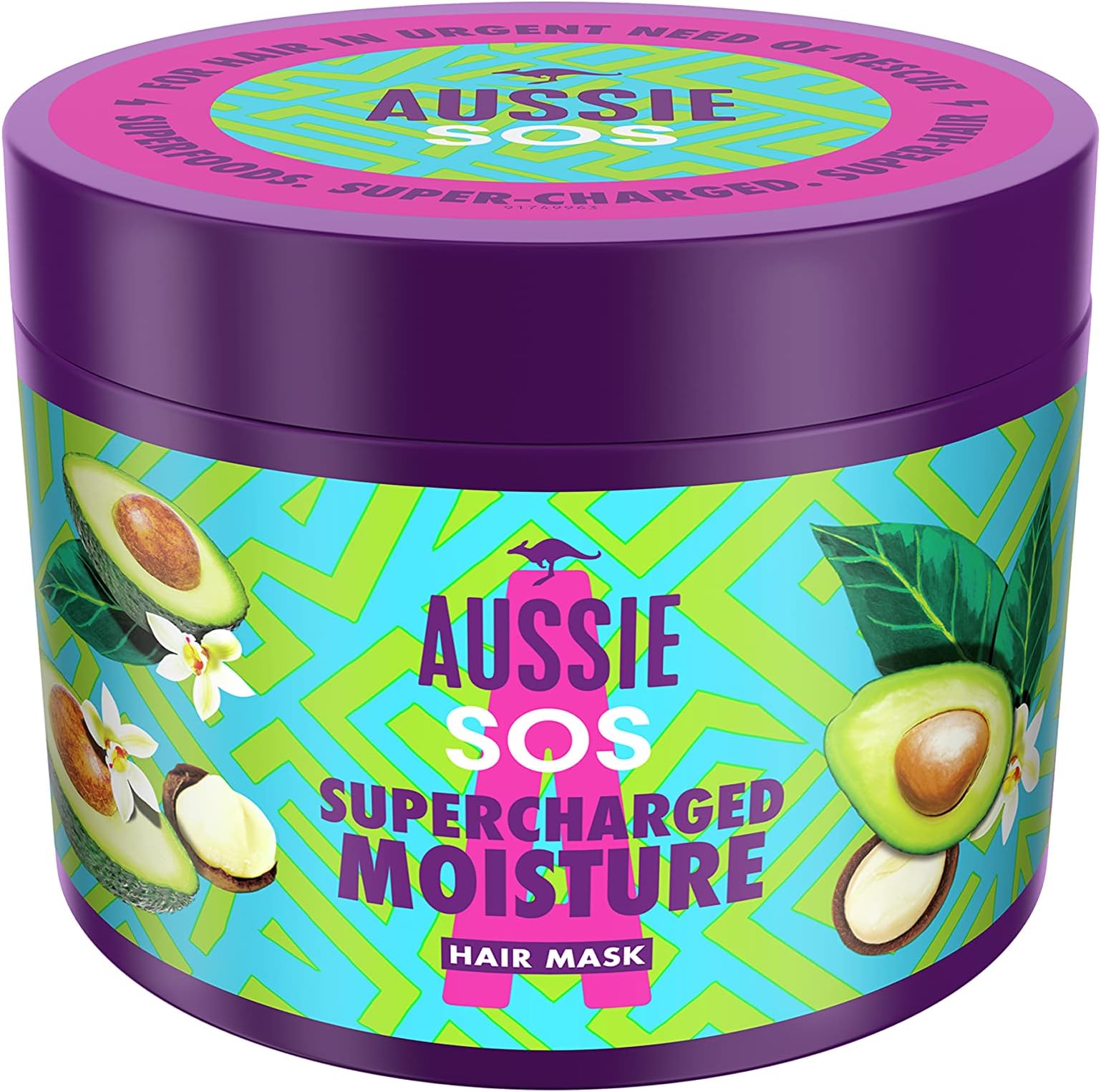 SOS Hair Mask, Supercharged Moisture, with Australian Jojoba Seed Oil, Vegan, for Hair in Urgent Need of Rescue, with Australian Superfoods, 450 ml