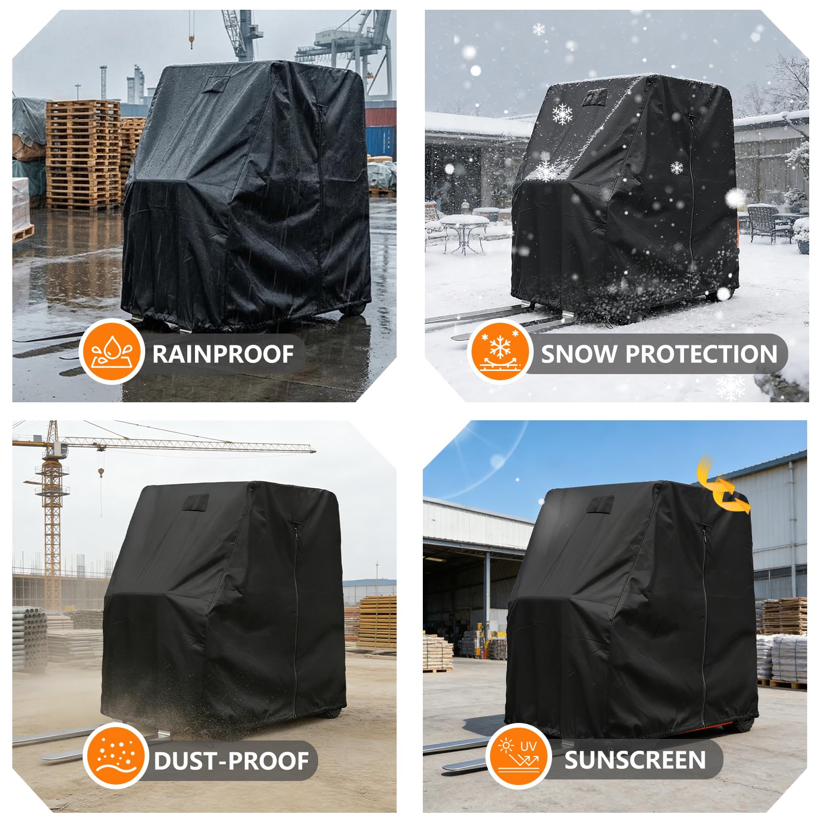 Gabelstapler Abdeckung, Geeignet Für Gabelstapler Mit Einer Tragkraft Von ca. 3628 kg, Material 420D, Regenfest, Staubdicht, VogelFäkalienbeständig, Schneesicher, mit UV-Schutz