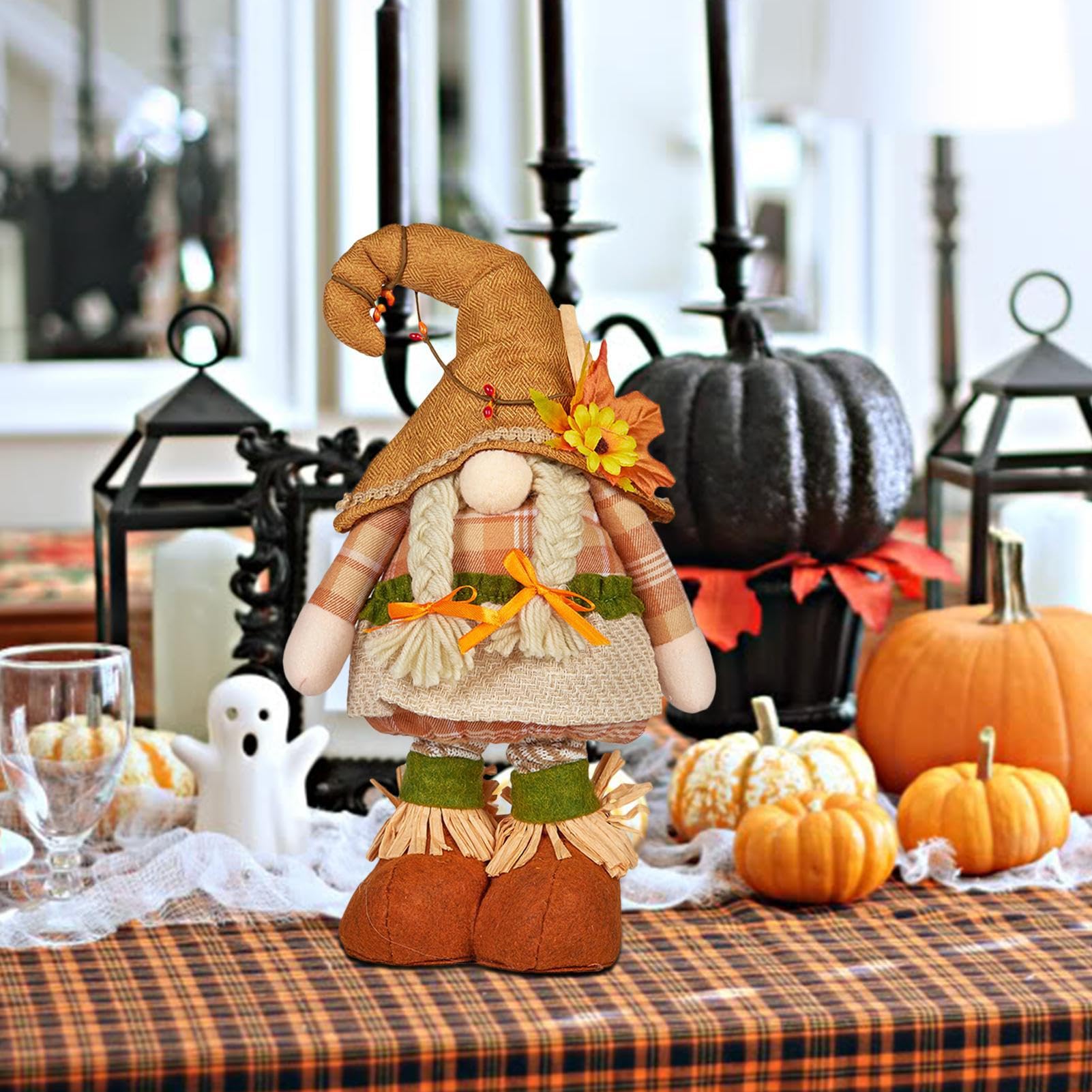 Generisch Herbstdeko Wichtel Ausziehbaren Beinen Herbst Dekoration Wichtel Figuren Für Thanksgiving Und Herbst Dekoration 37-50 cm