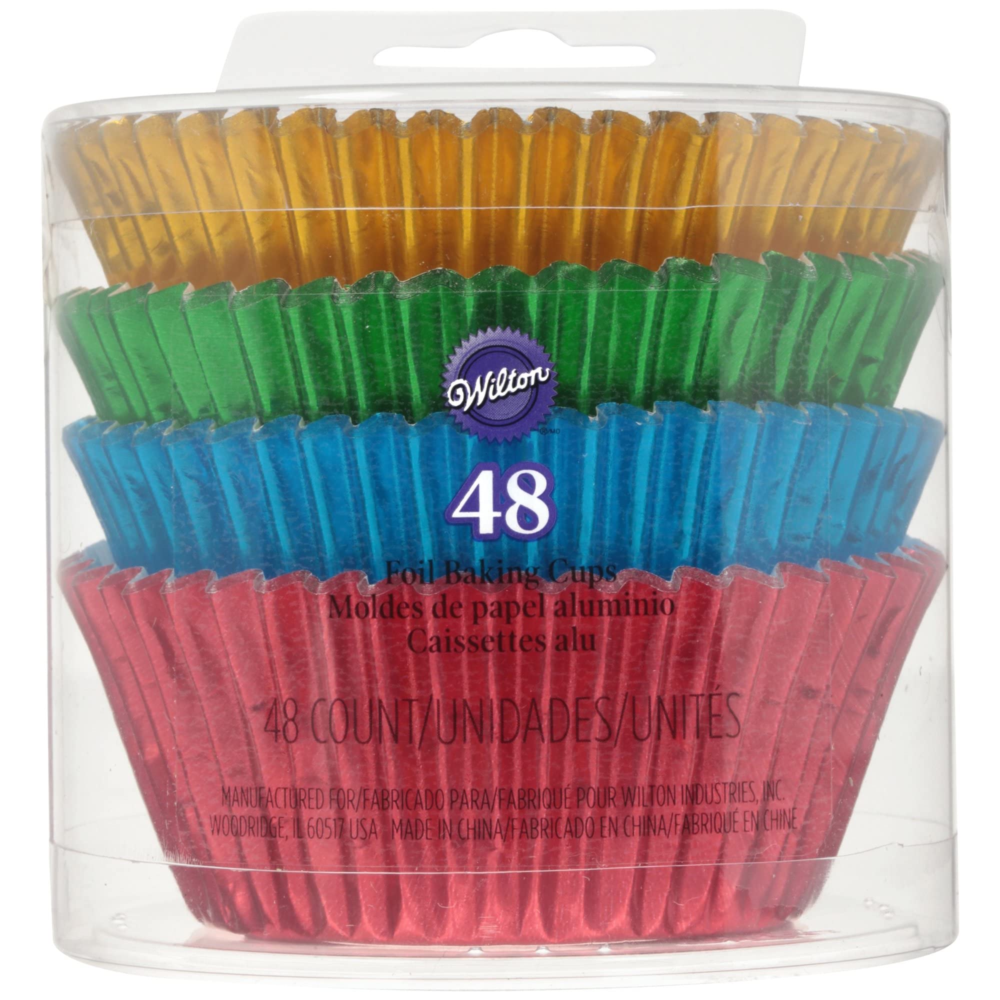 WiltonStandard Primary Foil Baking Cups 48ct (Red, Blue, Green, Yellow), 2'', 415-7018X