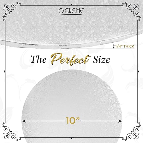 Miniatura 43 de O'CREME White Wraparound - Tabla redonda de tambor de pastelería de 1/4 de pulgada de grosor, 14 pulgadas de diámetro, paquete de 10 Blanco