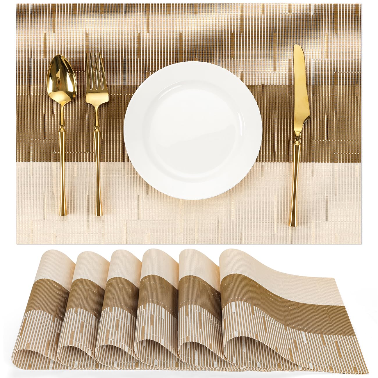 Chitomars Tischsets Abwaschbar 4er Set, Platzsets Abwaschbar PVC Hitzebeständig Tischset Outdoor Vinyl Gewebte Platzdeckchen für Häuser Restaurants Hotel Tischdekos