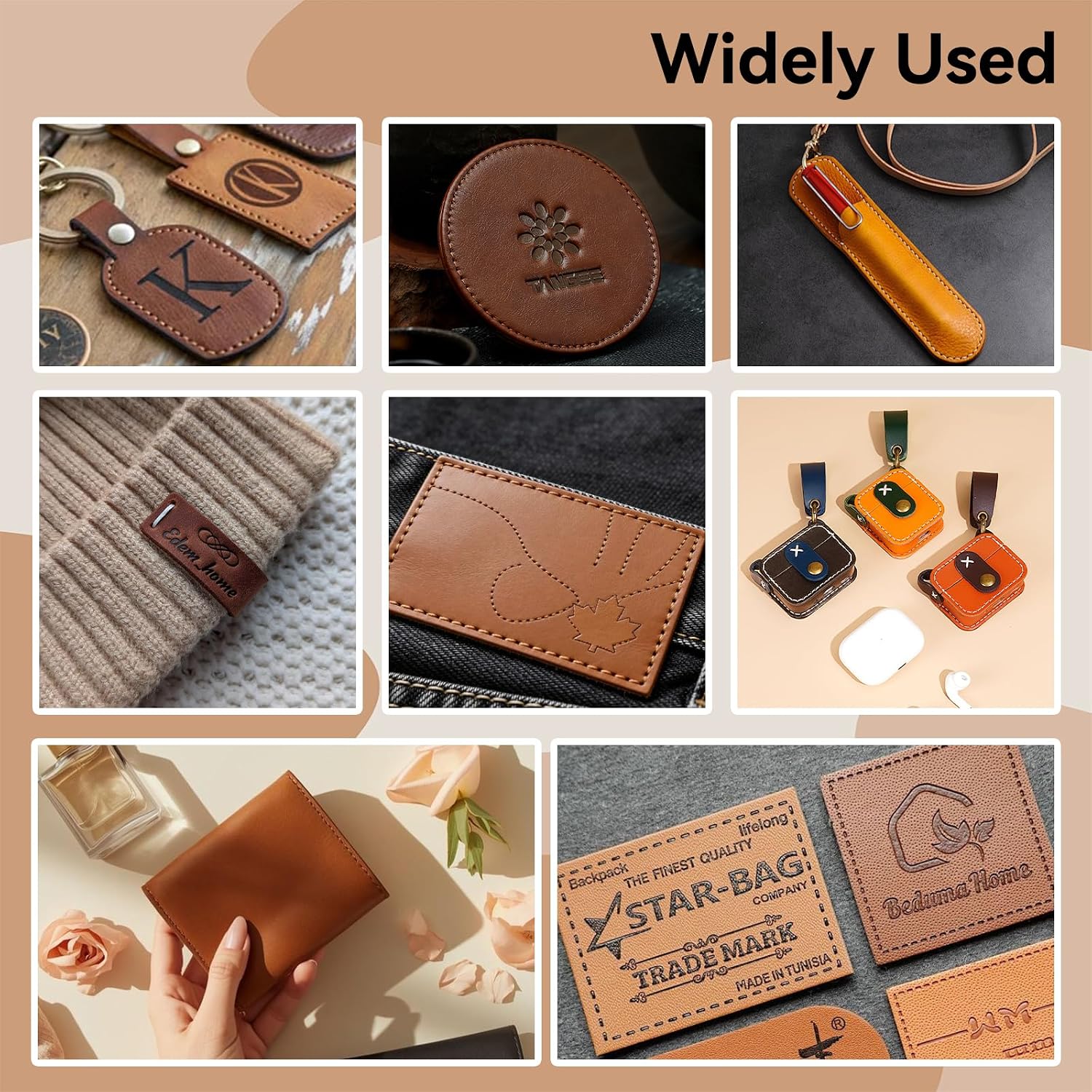 12 Pcs Leather Blanks for Laser Engraving with Adhesive, 12.6x10.2 Faux Leather Sheets for Hat Patches, 3 Dark & 3 Light Brown + 6 Mix Colors, Laserable Leatherette for DIY