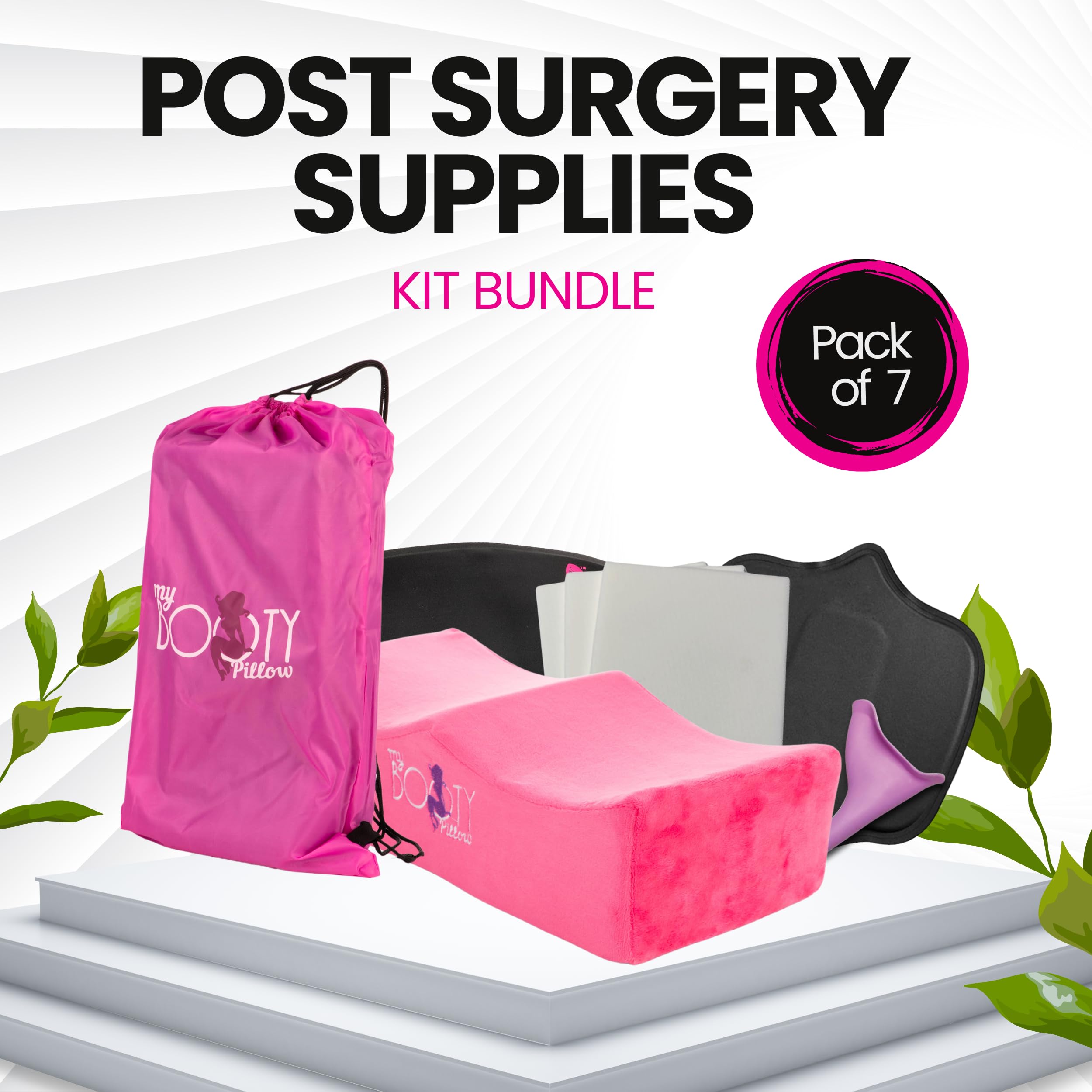 BBL Pillow After Surgery Lifting Cushions, Portable Butt Cushion for Long Sitting with Female Urinal Drawstring Backpack, Brazilian Butt Lift Pillow After Surgery, Post Surgery Pillow BBL