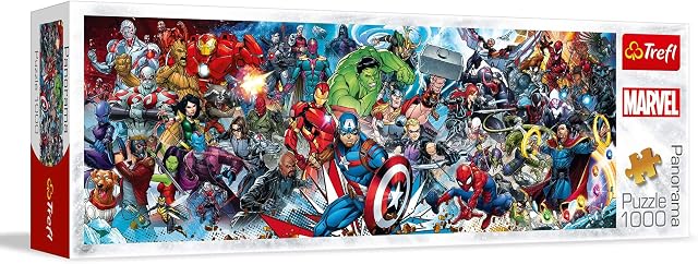 Trefl Dołącz do Uniwersum Marvela Puzzle Panoramiczne 1000 Elementów o Wysokiej Jakości Nadruku, od 12 lat