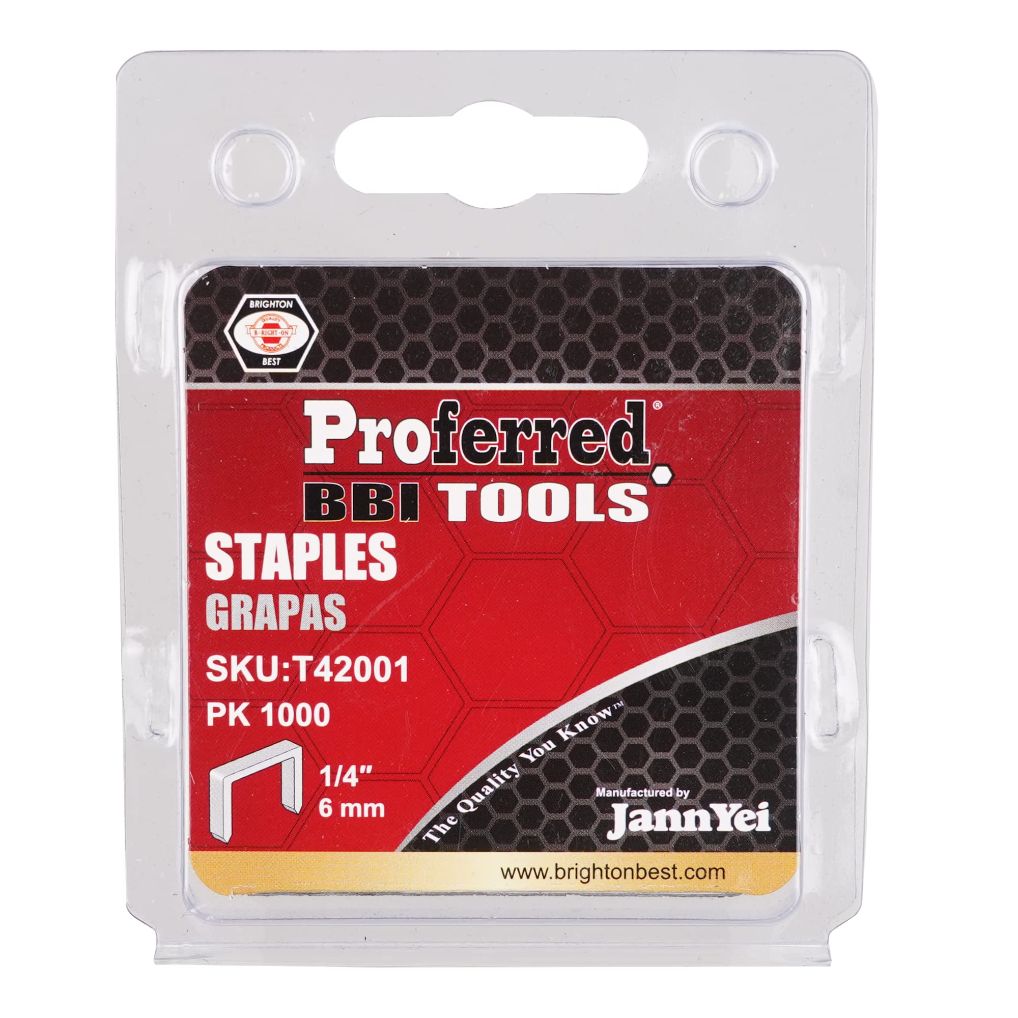 Proferred T42001 Staples, 1.2 mm Thick x 10.6 mm Wide, 1/4" (6 mm) Height