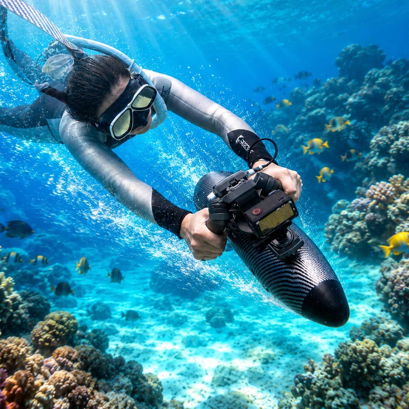 650w Rechargeable Sea Scooter, Portable Underwater Propulsion Device With 7.8kg Thrust, 120min Runtime, 3 Control Modes, Wearable Diving Scooter For Snorkeling, Swimming, Sup & Pool Training