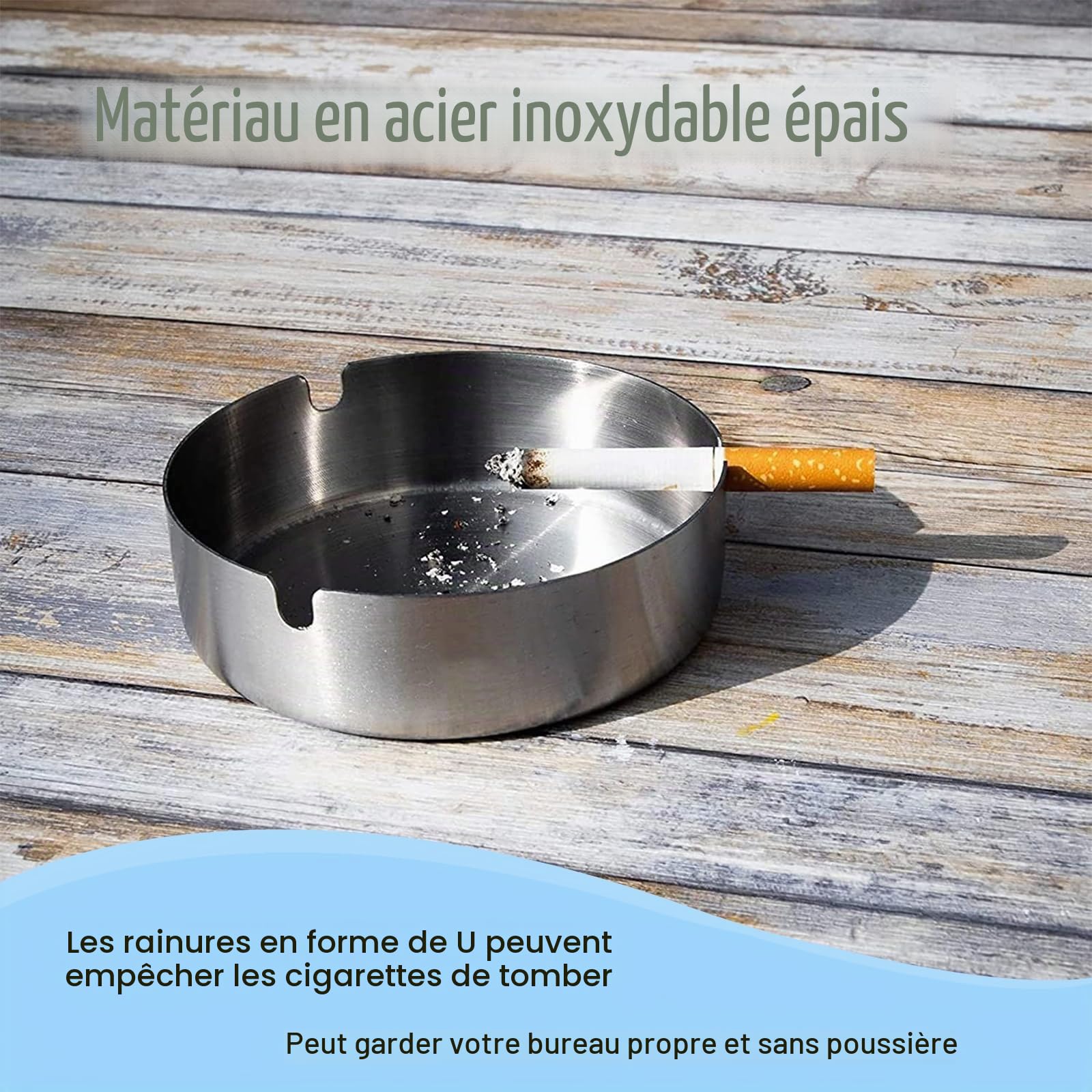 16 Pièces Cendriers en Acier Inoxydable de 8cm - Cendrier Rond pour Table Maison Bureau Restaurant Salle de Réunion - Argent Porte-Cendres Moderne Portable pour Camping Pique-nique Randonnée