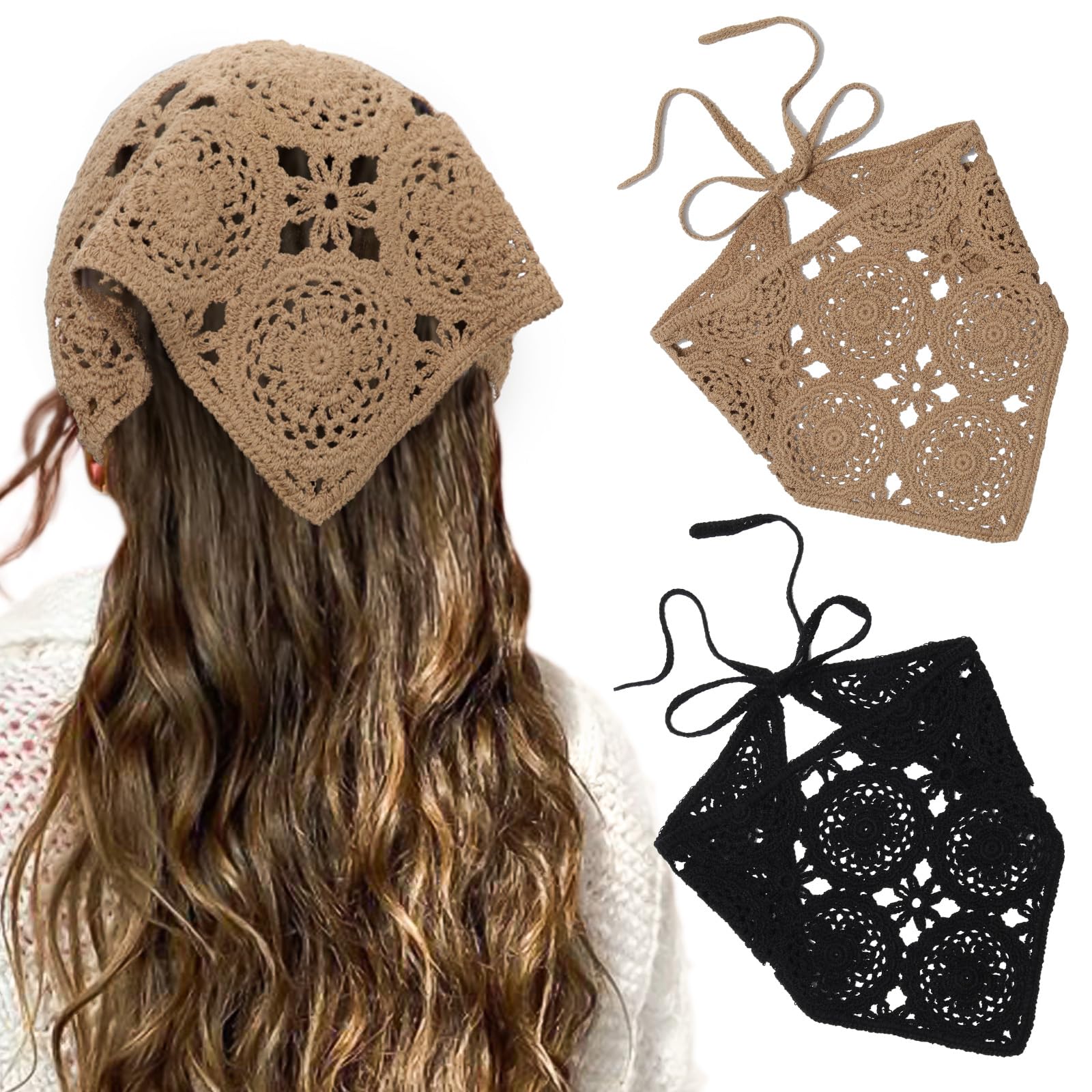 HAIMEIKANG Floral Crochet Hair Bandanas