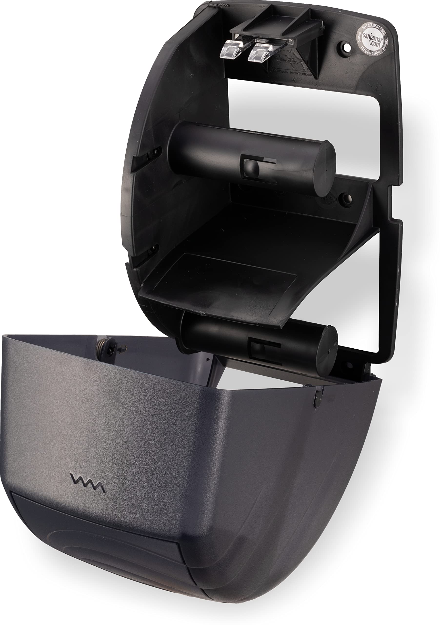 Black Pearl Oceans Duett Standard Bath Tissue Dispenser by San Jamar – 7.91 x 8.03 x 13.03, Plastic, Black, Model R3590TBK