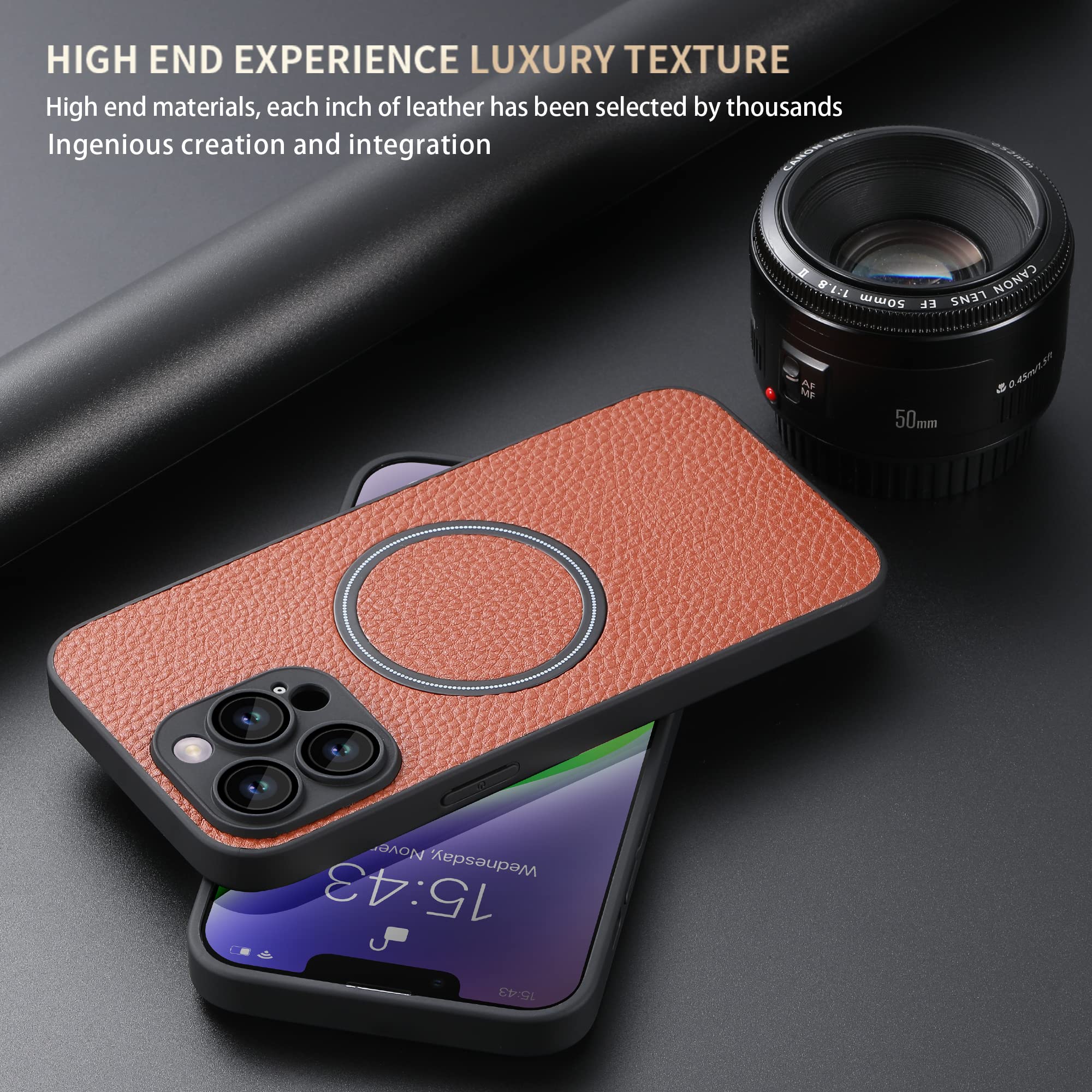 CANSHN Cover Magnetica per iPhone 14 Pro(6,1 Pollici), Compatibile con MagSafe, [Protezione Completa Della Fotocamera], Custodia Traslucida Opaca