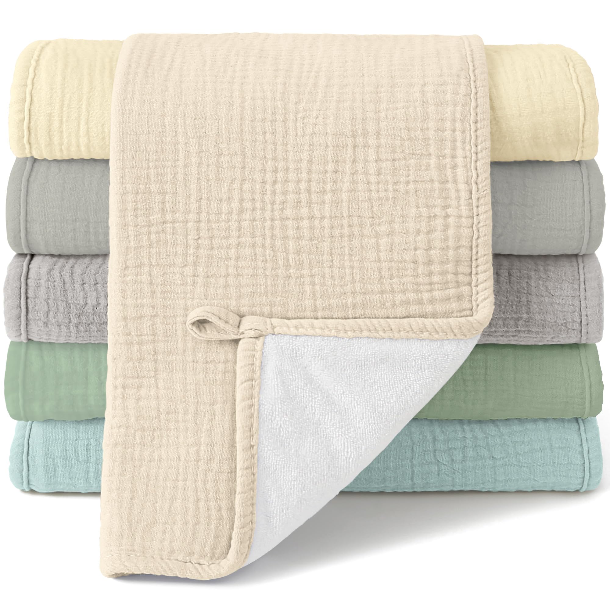 bearmoss Bambino in Mussola Per Neonati, 6 Pezzi, Set 50 X 25 Cm, Super Morbido Assorbente in Mussola A Grana Per Neonati, Unisex, Per Bambine E Ragazzi (Marrone verdastro)