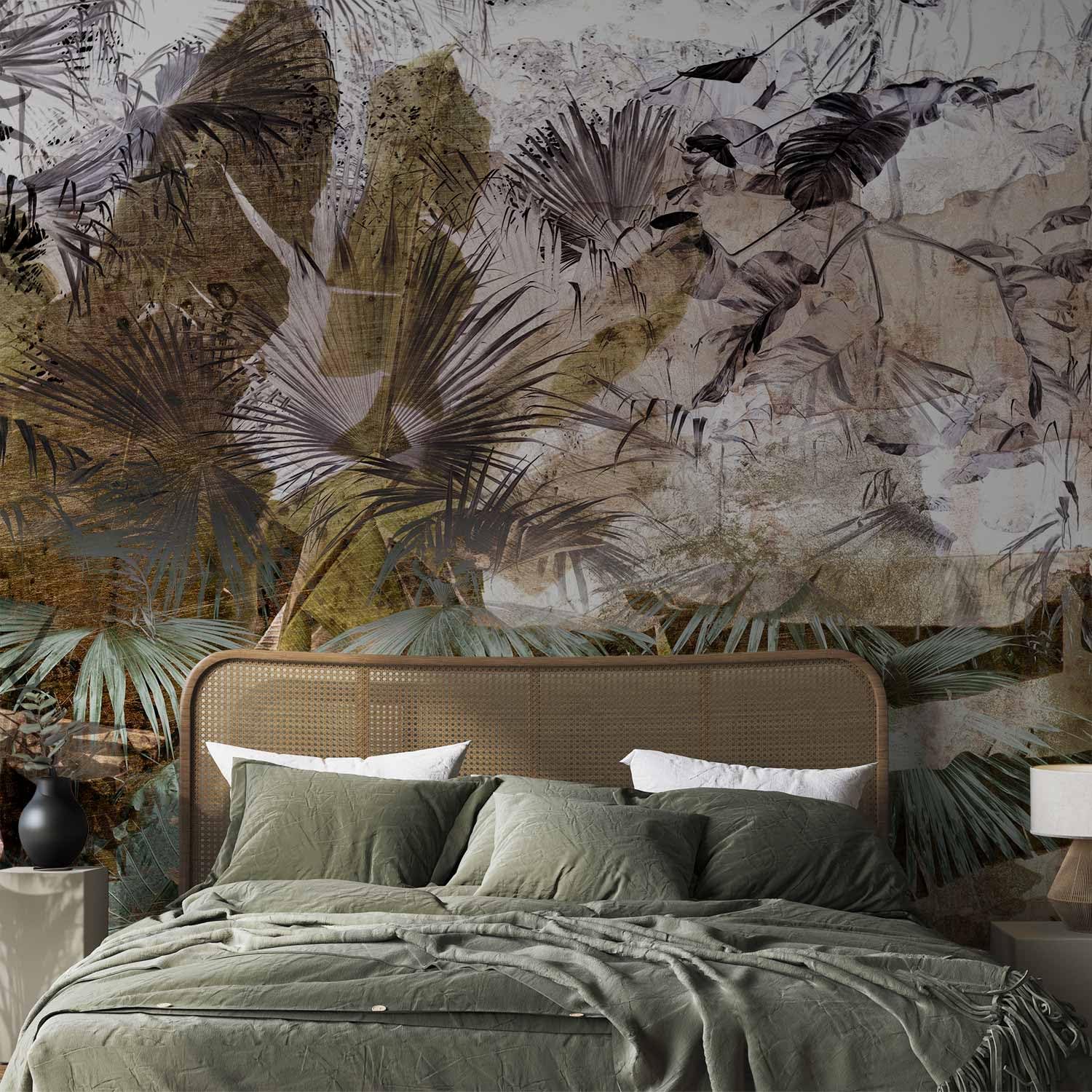 murando - Carta da Parati Moderna per Soggiorno, Tropicale, 400x280 cm | Fotomurali in TNT, Decorazione da Muro XXL, Carte da Parati Moderne, Foglie, Produzione Europea