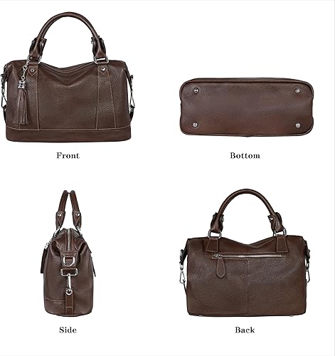 Miniatura 4 de Heshe - Bolsa de hombro de piel para mujer, con asa superior, bolsa cruzada