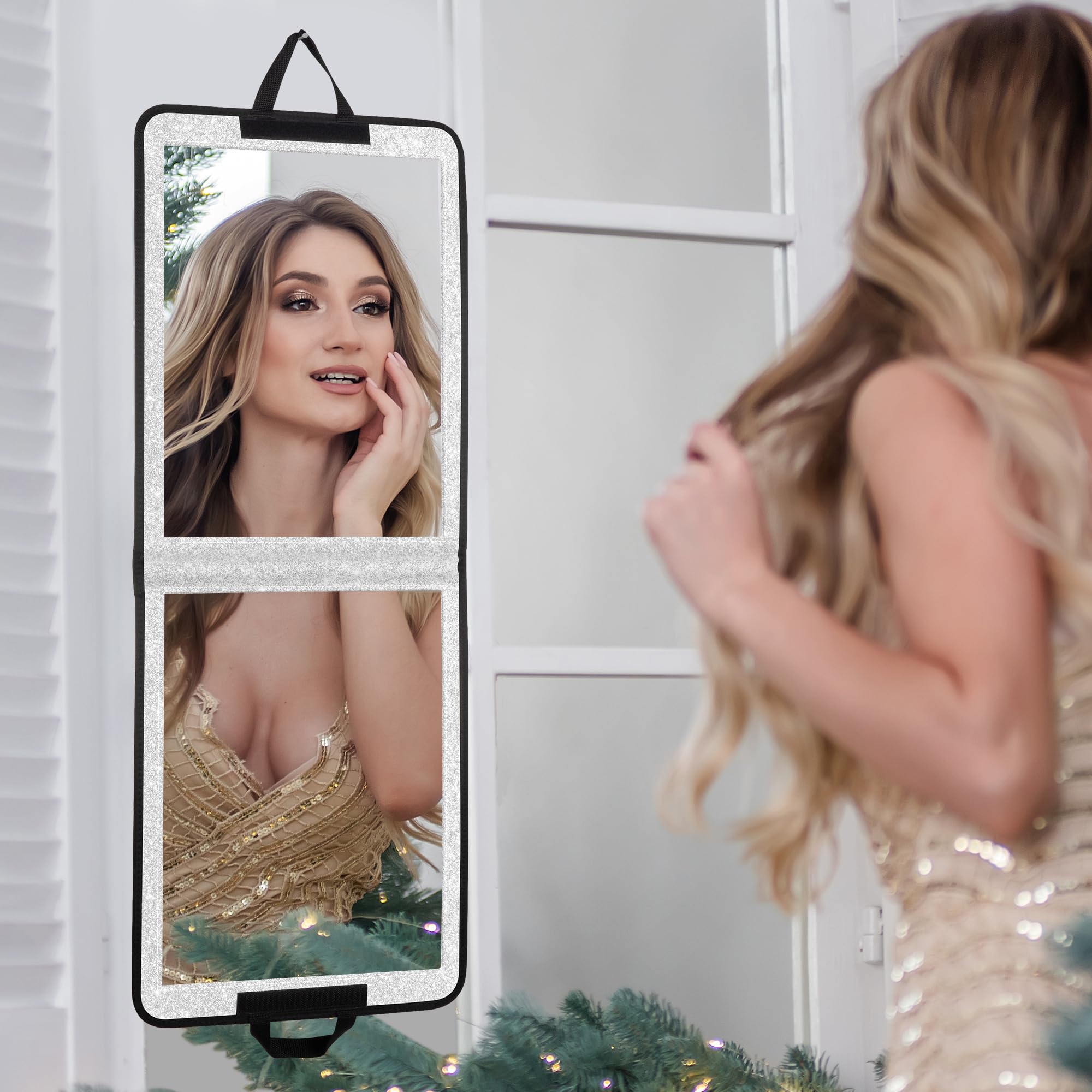 LPHUMEX Foldable Portable Full-Length Hanging Mirror, 33 x 13 Inch