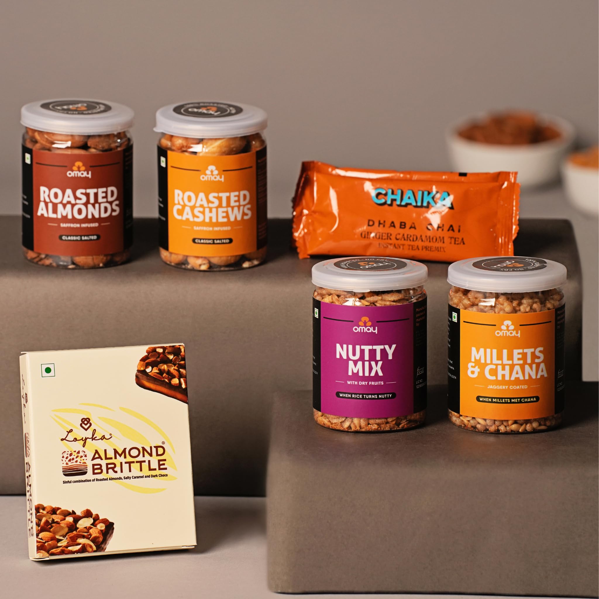 Omay Foods Health-ful Treats Gift Box I Gift for Anniversary, Birthday I Roasted Snacks, Tea I Unique Wedding Hamper I Corporate Gifts I Healthy Snack Hamper - Image 2 thumbnail