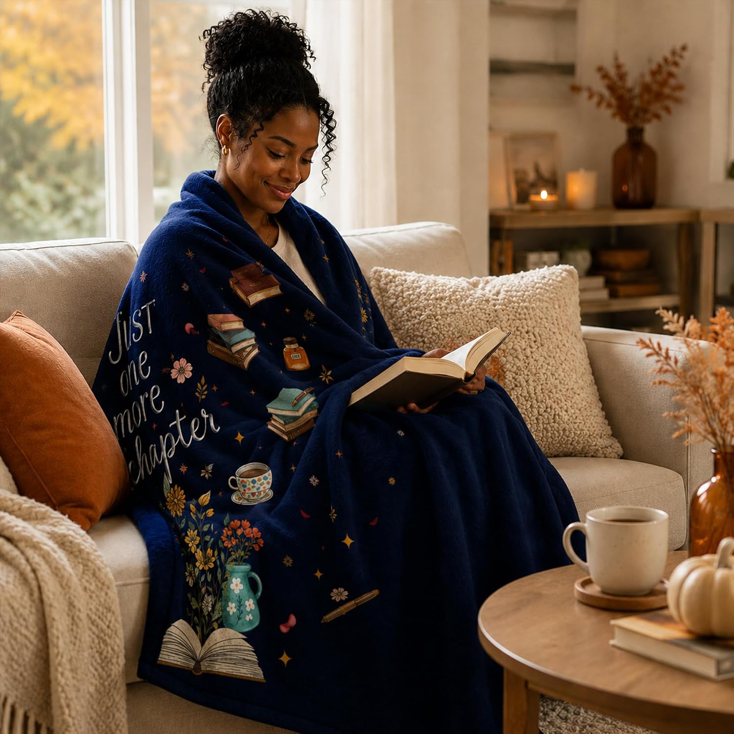 Book Lover Gifts for Women Men, Soft Flannel Reading Blanket for Bookworms, Cozy Bookish Throw Blanket for Readers, Birthday Gift for Book Lovers, Reading Gift, 50" x 60"