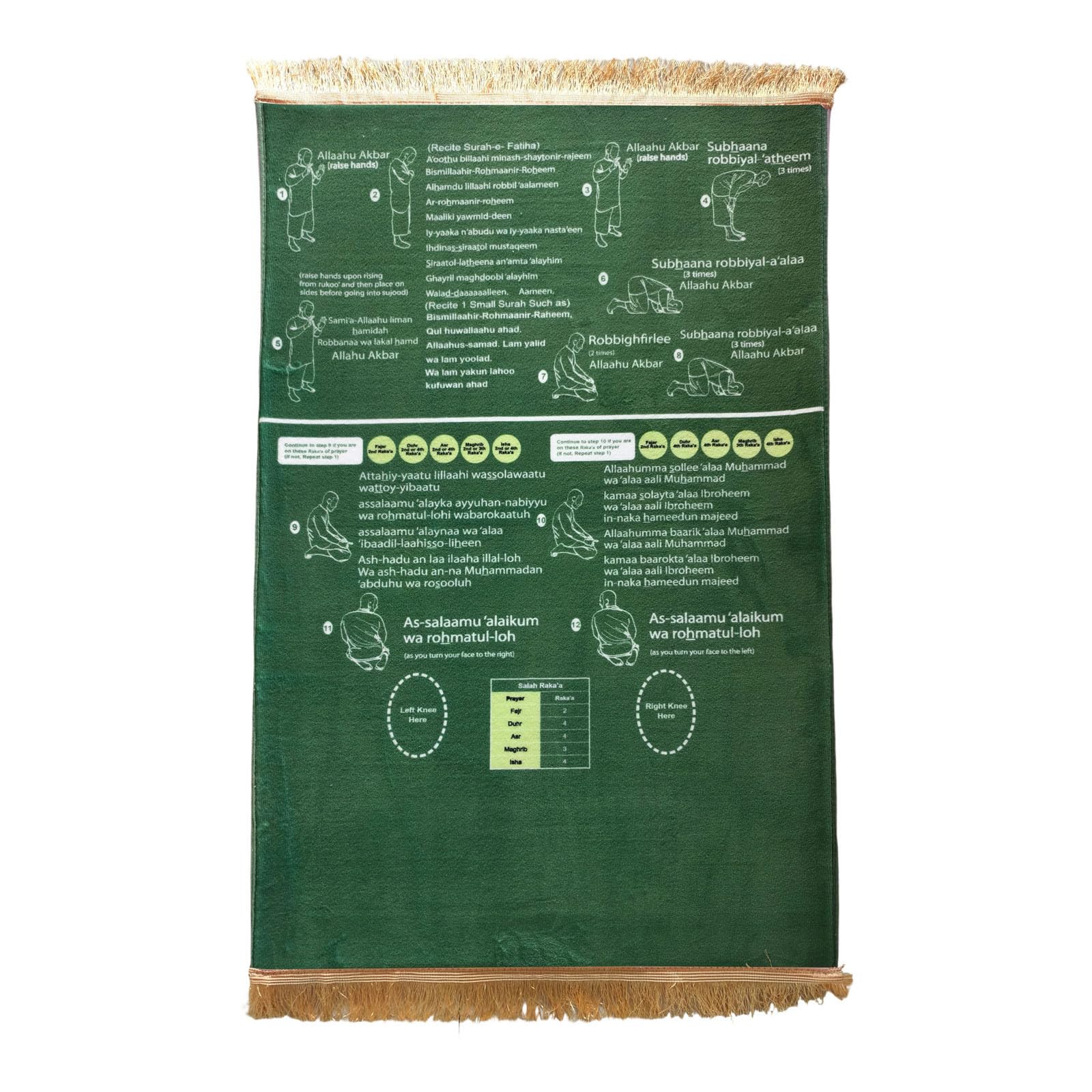 Bilingual Guided Prayer Mat, Tapis De Priere Musulman for Salah Practice for New Converted Muslims Enfant and Children, Step by Step Learning for Home Chambre and Travel