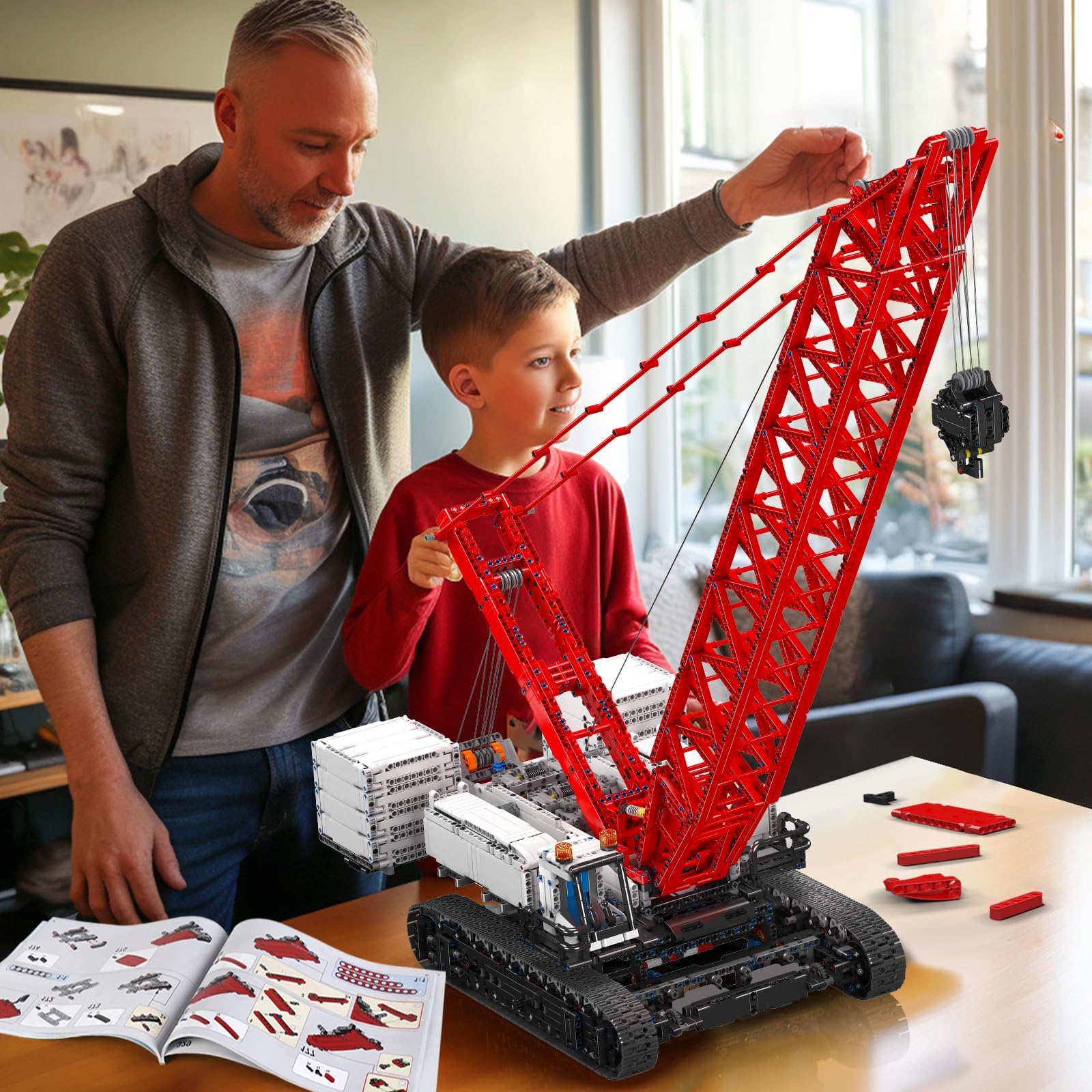 Mould King 17046 High-tech Gru cingolata MOC Camion con 5 Motori, APP Tecnologia Telecomando 16000 Griglia Boom Crawler Crane Costruzione Morsetto Blocchi Kit di 4494 Parti
