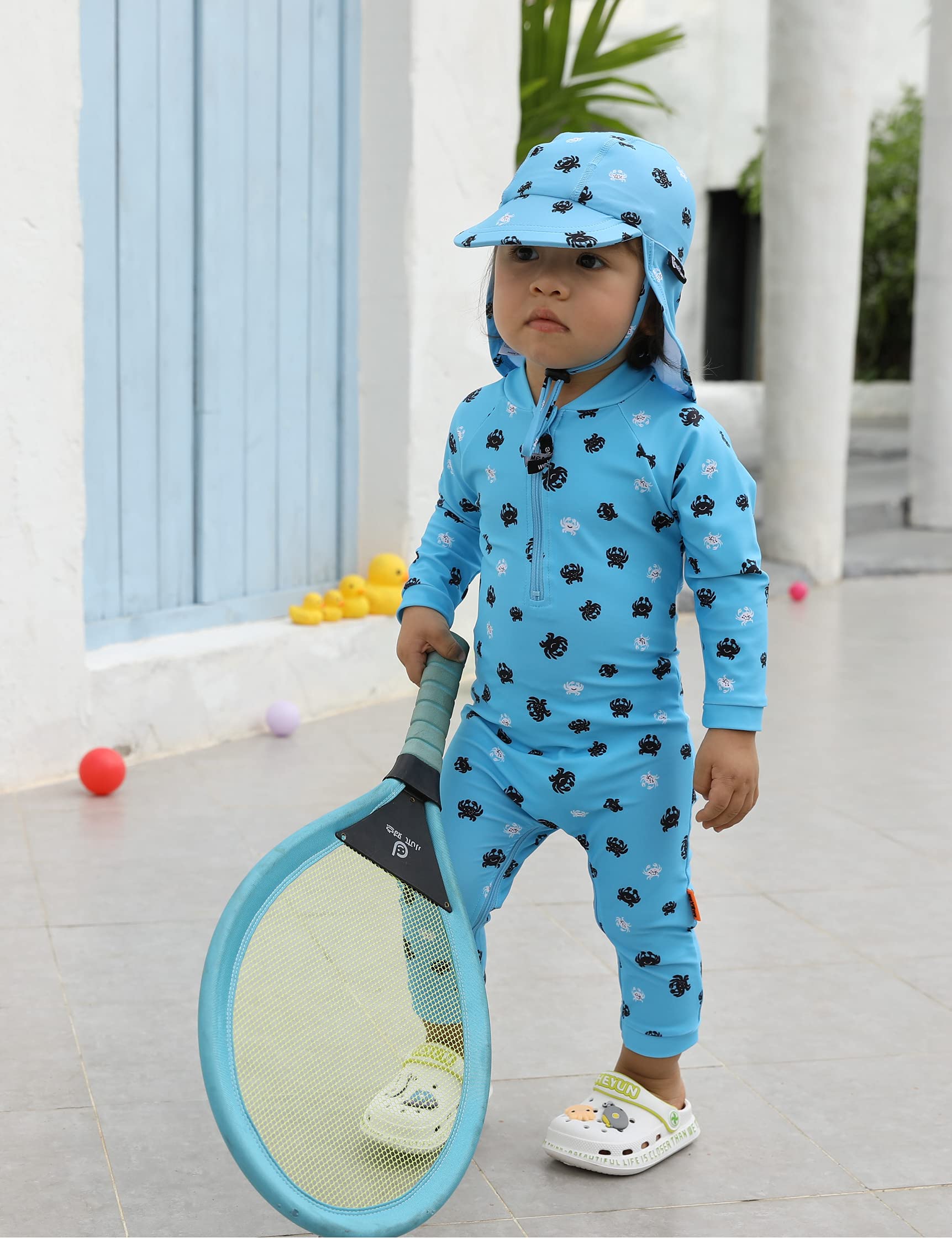 weVSwe Baby Toddler Boy Swimsuit Long Sleeve Baby Swimwear UPF 50+ Sun Protection Rash Guard Swimming Costume with Crotch Zipper 0-3 Years — view 66