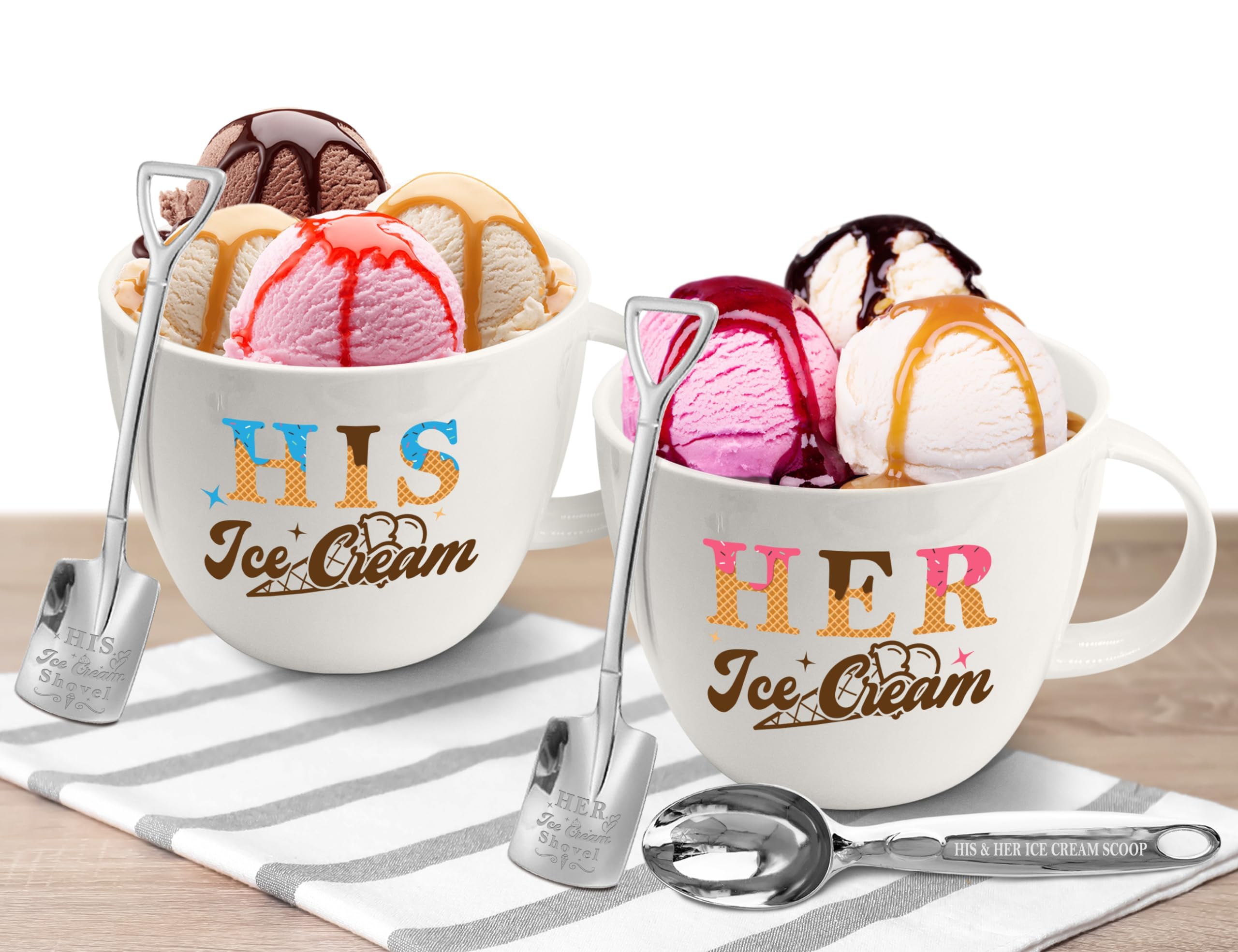 His and Hers Gifts, Anniversary Couples Gifts Set Ice Cream Bowl with  Scoop&Shovel Spoon, His Her Ice Cream Cereal Bowl Gift, Mothers Day Couples  Gift