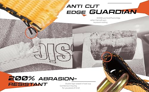 Miniatura 9 de Paquete de 4 correas de amarre de trinquete para automóvil con ganchos de cadena de 2 pulgadas x 144 pies, resistentes, 10,000 libras, resistencia