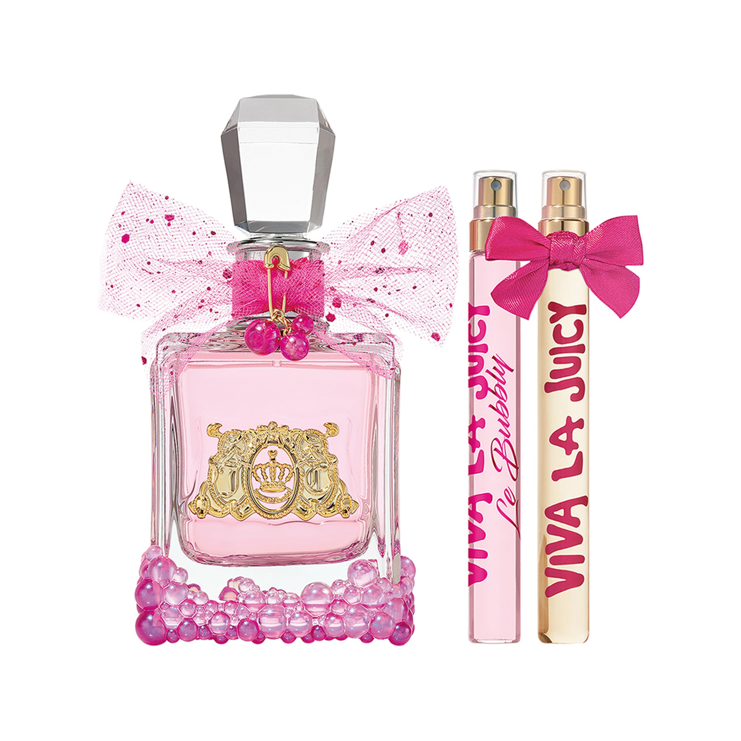 Juicy Couture Cofanetto Viva La Juicy Le Bubbly, Eau de Parfum Donna Vaporizzatore, Formato tascabile, Vaporizzatore di sacchetto, Profumo fruttato e Gourmande, Bacche rosa, gelsomino, vaniglia