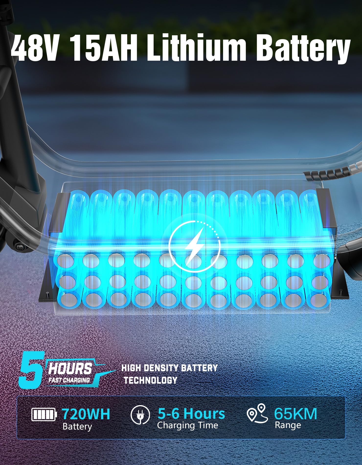 1200W Peak Motor Electric Scooter for Adults, 45KMH Top Speed, 65KM Max Range, 48V 15Ah Battery, E Scooter with Seat, Dual Suspension, 14" Foldable E-Scooter with Rear Box for Cargo, Commuting - 4