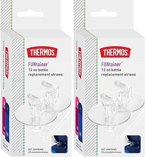 Thermos Pajitas de repuesto para botella Funtainer de 12 onzas, transparentes, paquete de 2