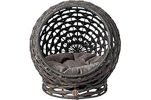 Huntley Equestrian Pet Rattan Cat Bed Condo, Perfect for Pet Swinging