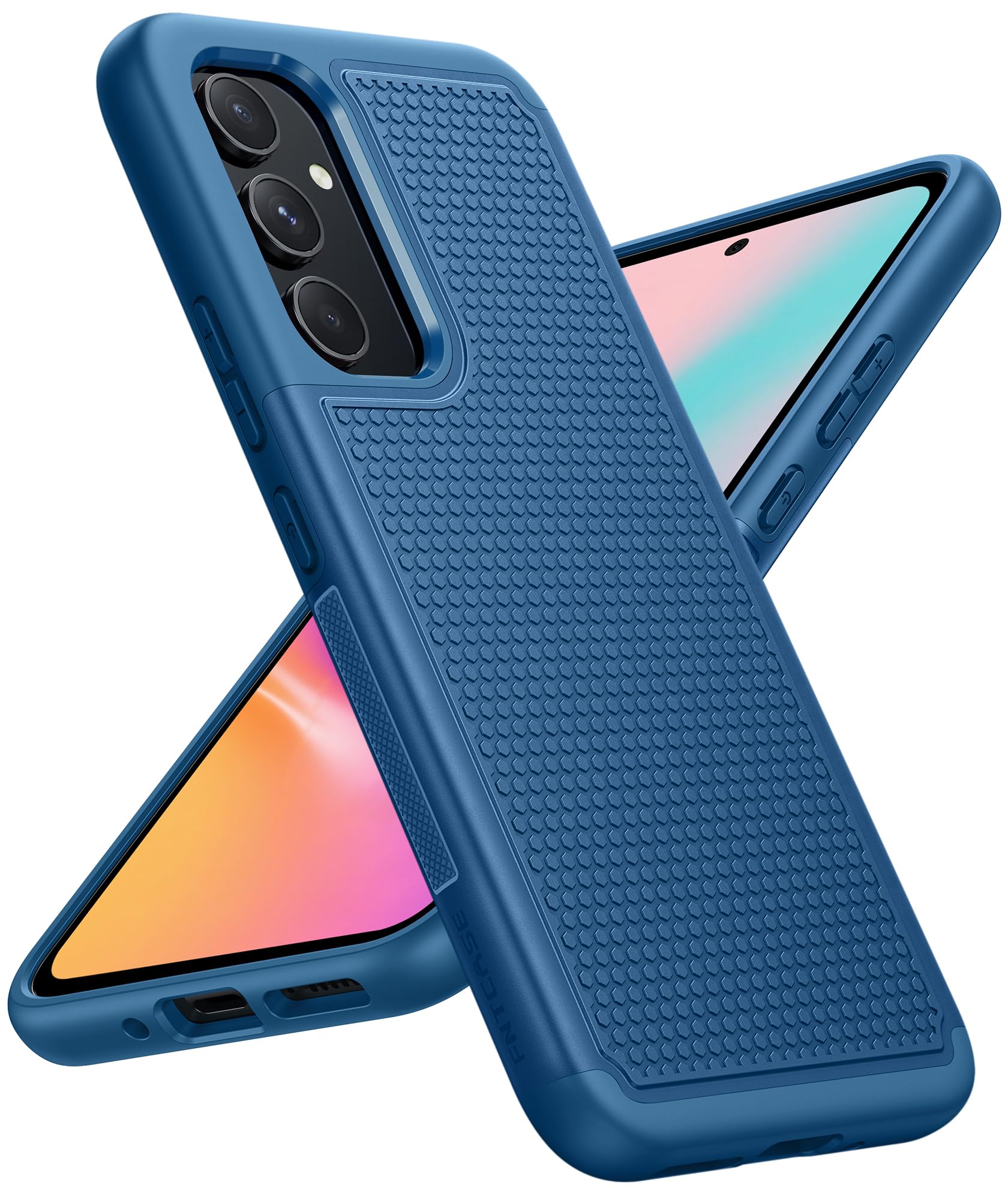 FNTCASE for Samsung Galaxy A54-5G Case: Dual Layer Heavy Duty Drop Proof Cell Phone Protective Cover | Non Slip Textured Back | Shockproof Rubber Military Grade Mobile Bumper - Blue