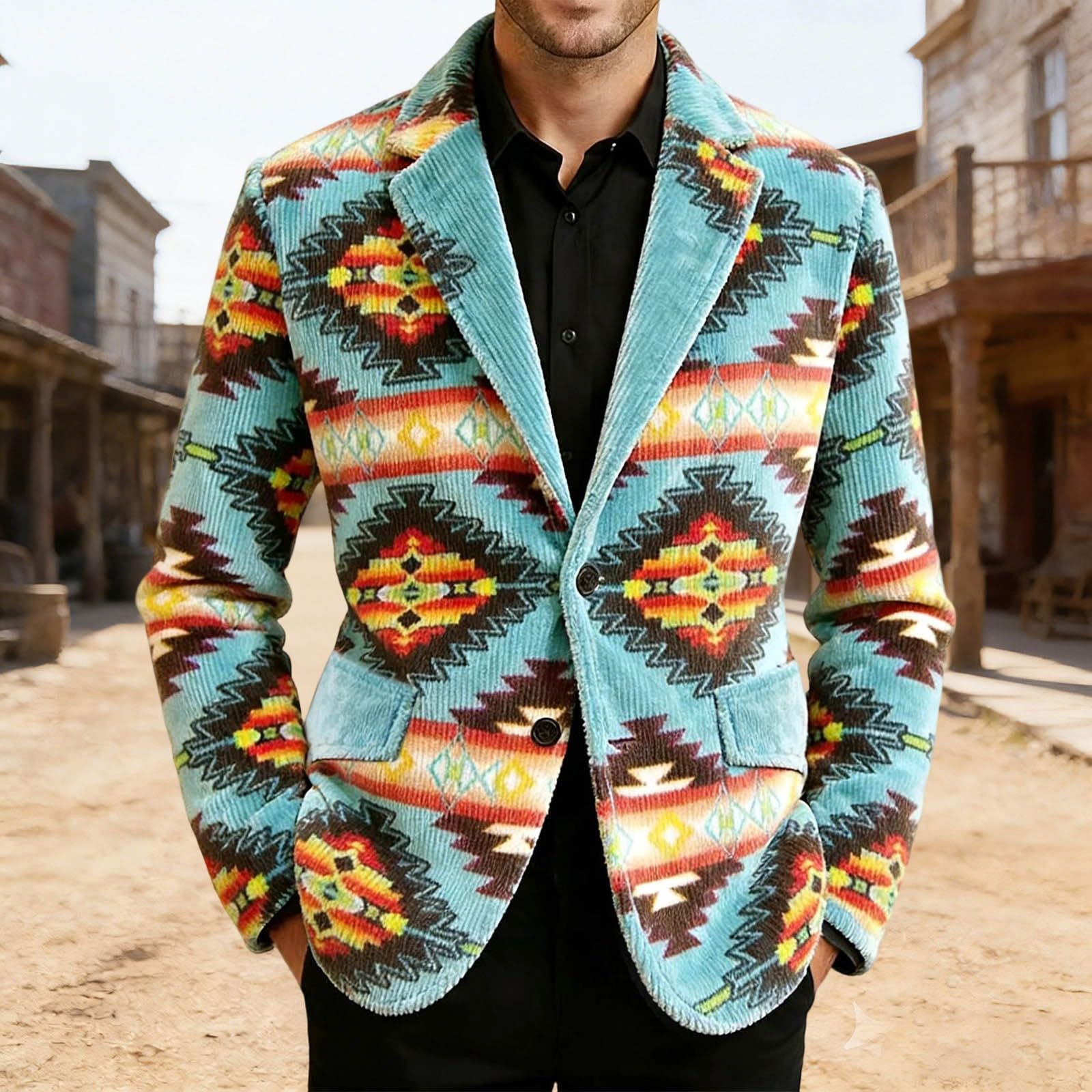Americana Hombre Blazer Hombre Chaqueta Traje Estilo Cowboy Western Geométrico Vintage Casual Moderna Ligera para Eventos Celebración