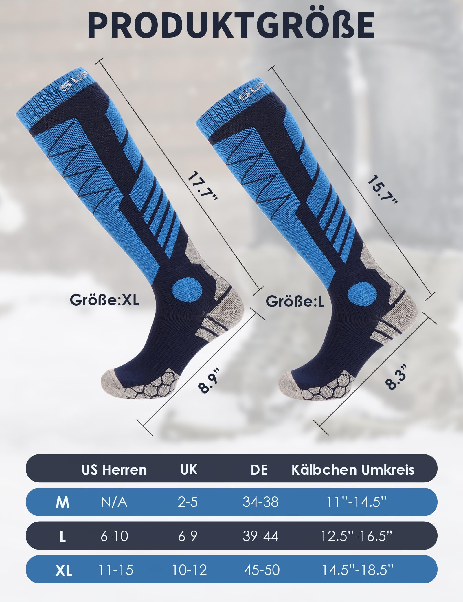 Supertrip 3 pares de calcetines de esquí de lana Merino para mujeres,hombres