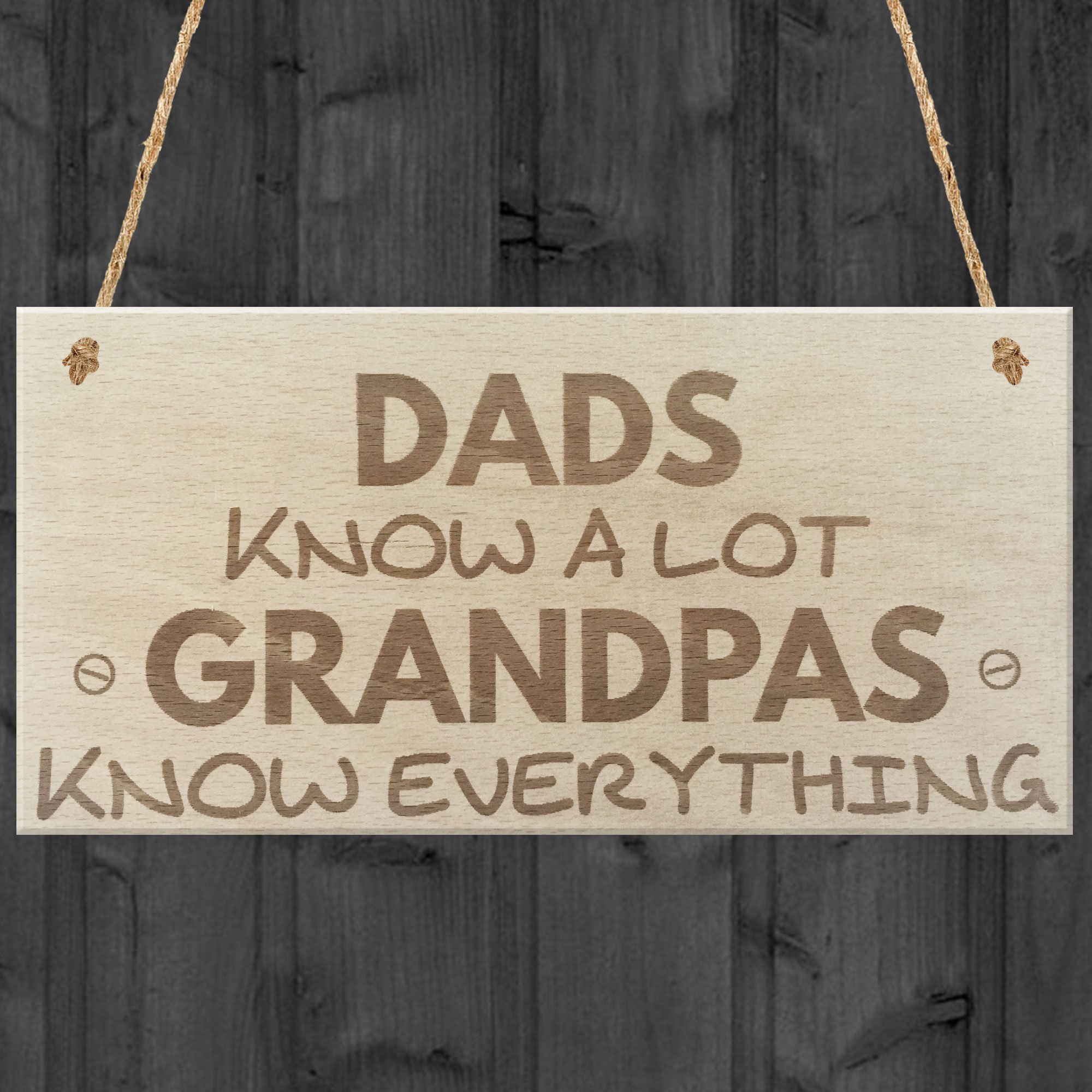 Red Ocean Dads Know A Lot Grandpas Know Everything Hanging Wooden Plaque Novelty Fathers Day Gift Sign