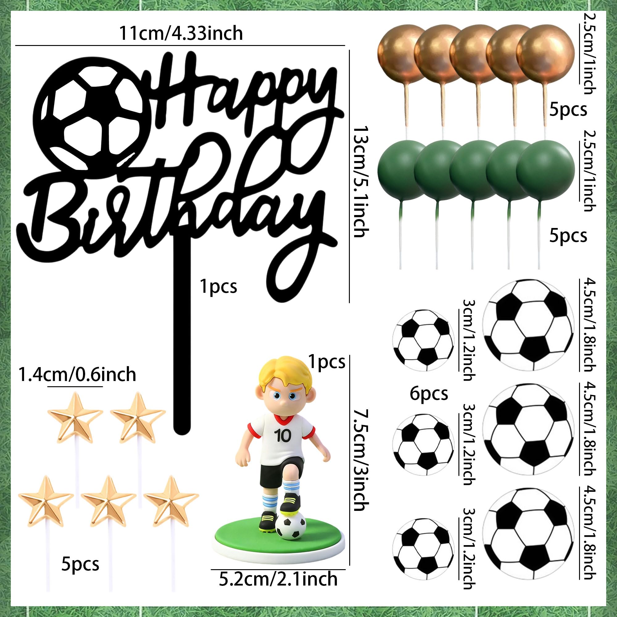 Soccer Cake Topper Soccer Ball Player Cake Decorations Football Birthday Cake Decoration for Men Soccer Sport Theme Birthday Party Supplies - Image 2