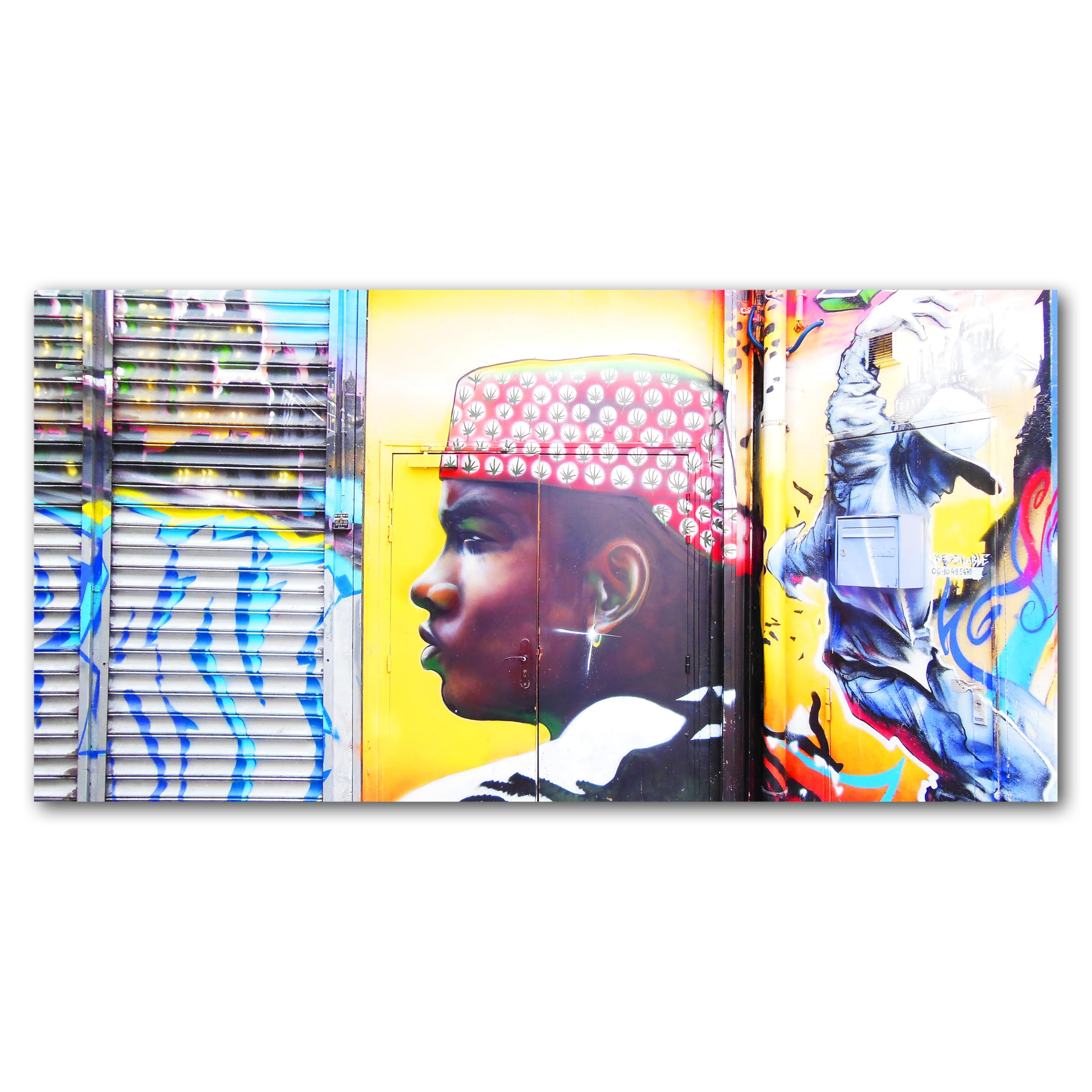 Glücksvilla - Graffiti 1 (Leinwand-Bild 2 cm, 160 x 80 cm) | div. Maße - aus DE - Kunstdruck Deko Wandbild quer - Paris Gemälde sprayen Kunst Mann Airbrush