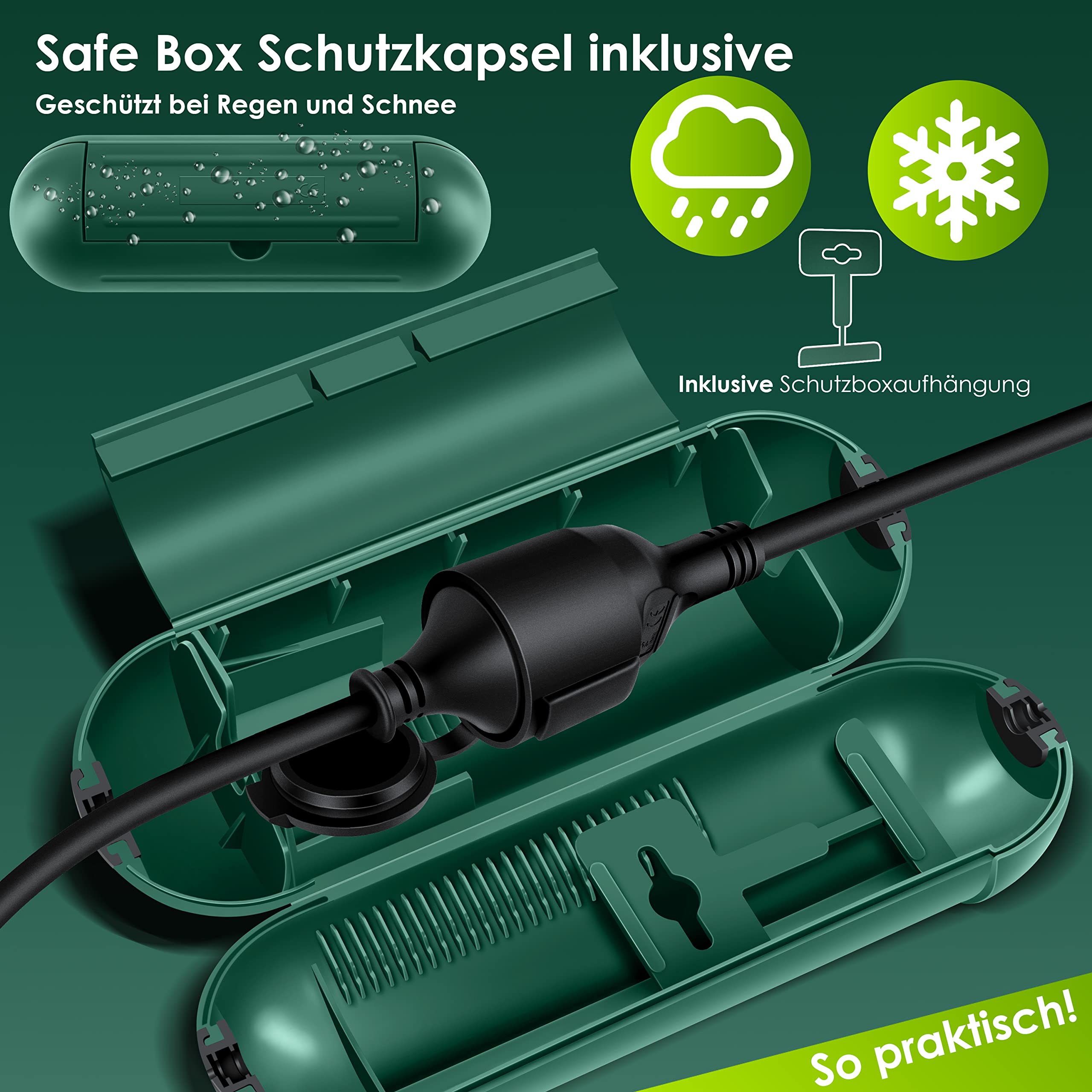 KESSER® Verlängerungskabel 20m mit Schutzkappe Outdoor - für Innenbereich Außenbereich - Verlängerung Stromkabel – 230 V IP44 - mit Schuko Stecker - Schutzkontakt Baustellenkabel Schutzkontaktstecker