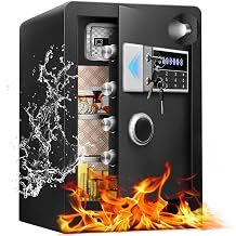 SAFE4.0 Cubic Feet Home Safe Fire Resistant Waterproof - Hidden Lock Box, LED Light, LCD Display Security Safe Box, Electronic Keypad Key & Removable Shelf, Personal Digital Money Safe for Documents