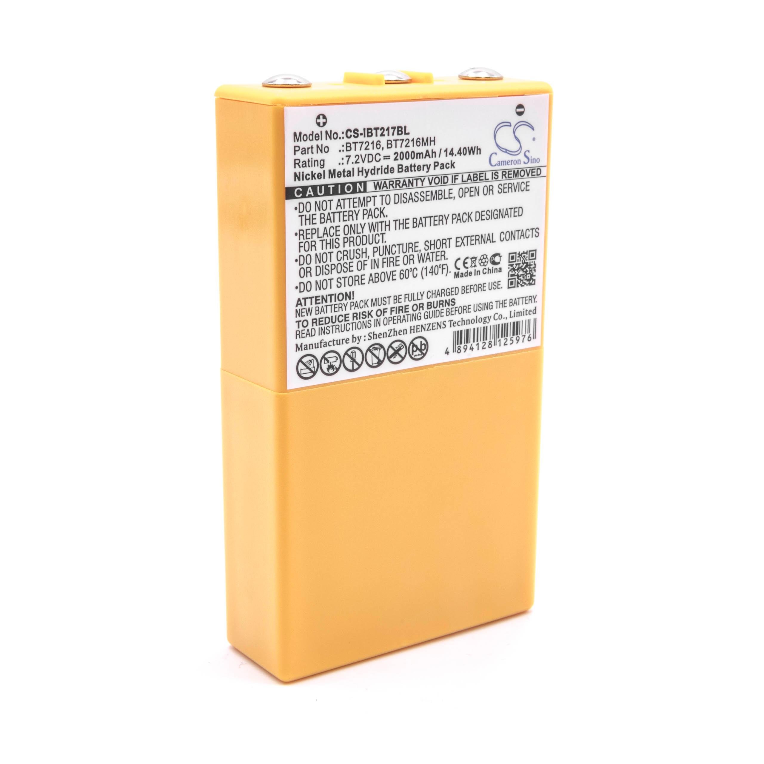 vhbw NiMH Batterie 2000mAh (7.2V) Jaune pour télécommande Remote Control comme Itowa 26.105, BT7216MH